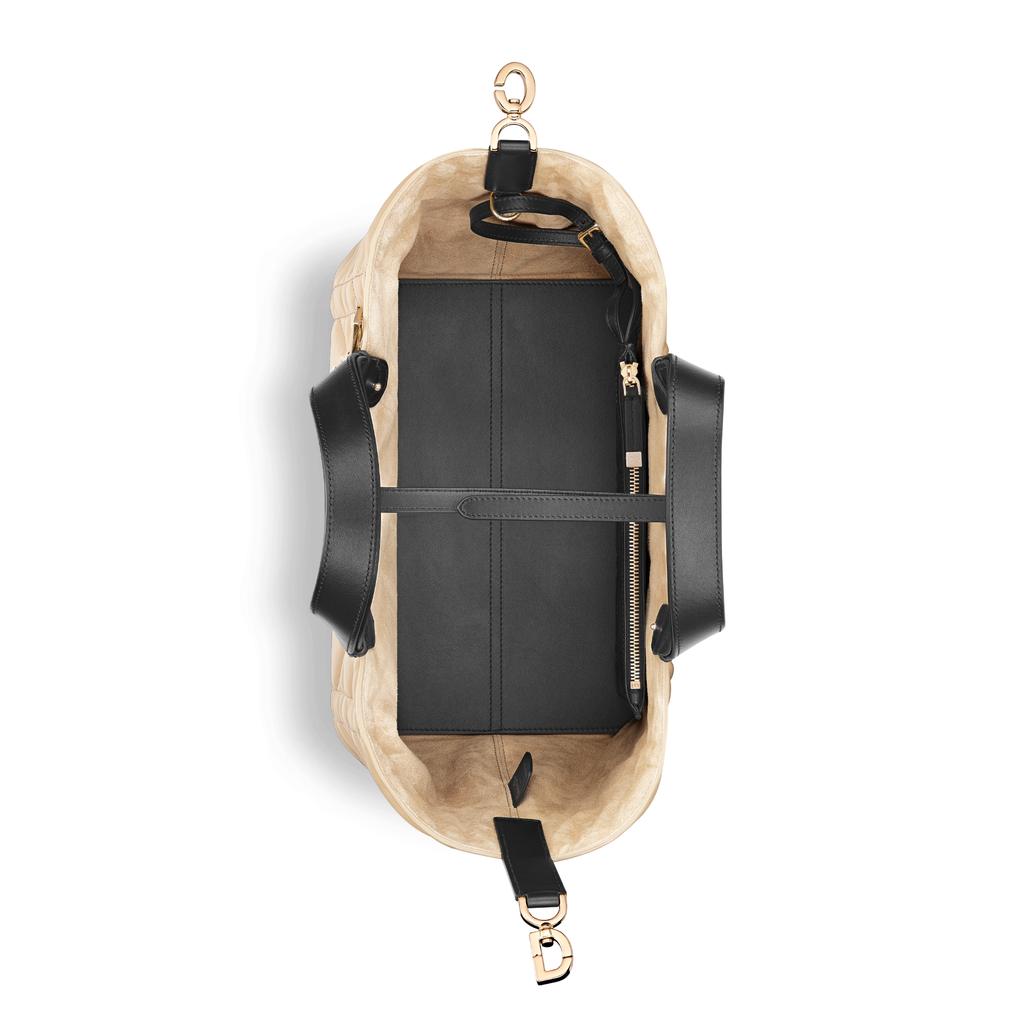 Medium Dior Toujours Bag Rope Beige and Black Macrocannage Calfskin E06