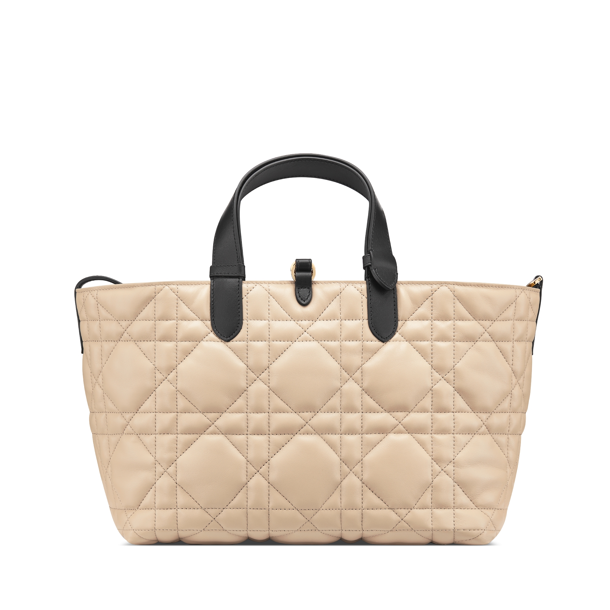 Medium Dior Toujours Bag Rope Beige and Black Macrocannage Calfskin E08