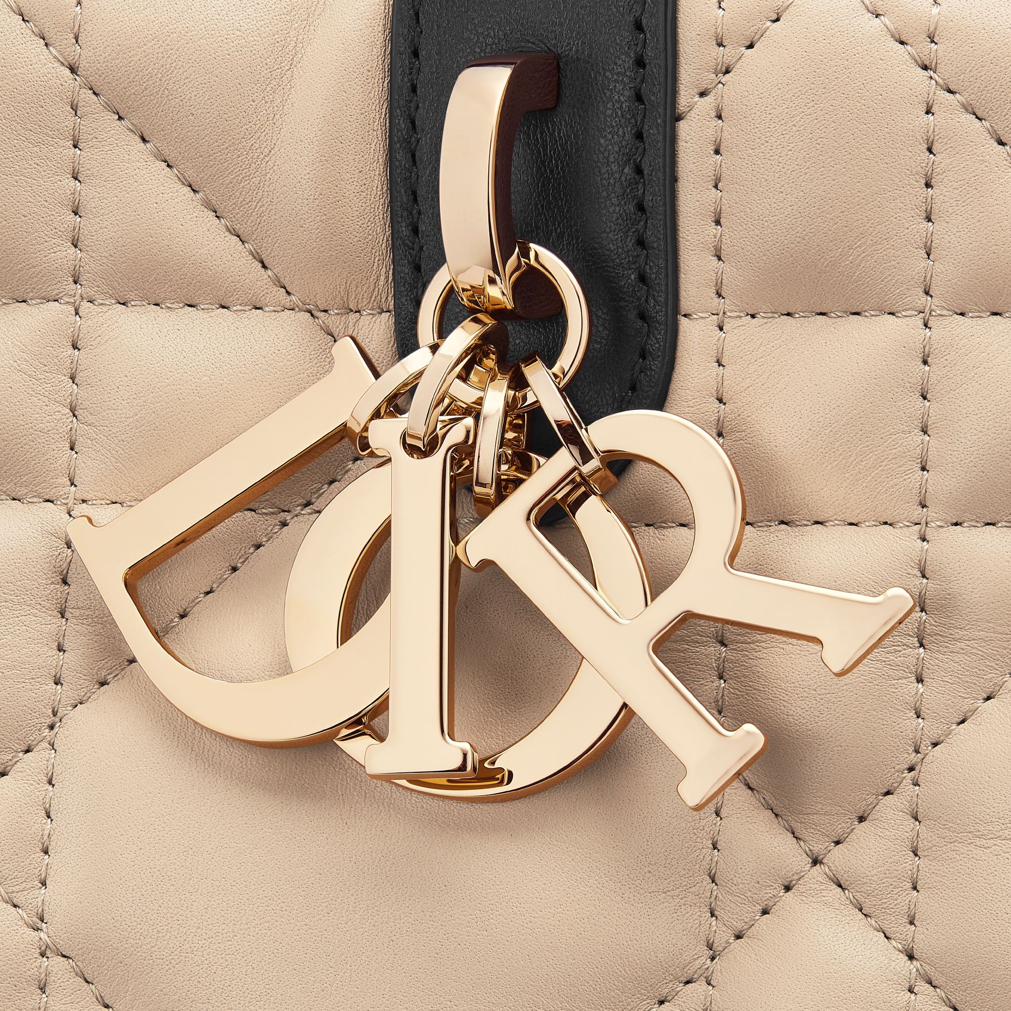 Medium Dior Toujours Bag Rope Beige and Black Macrocannage Calfskin E09