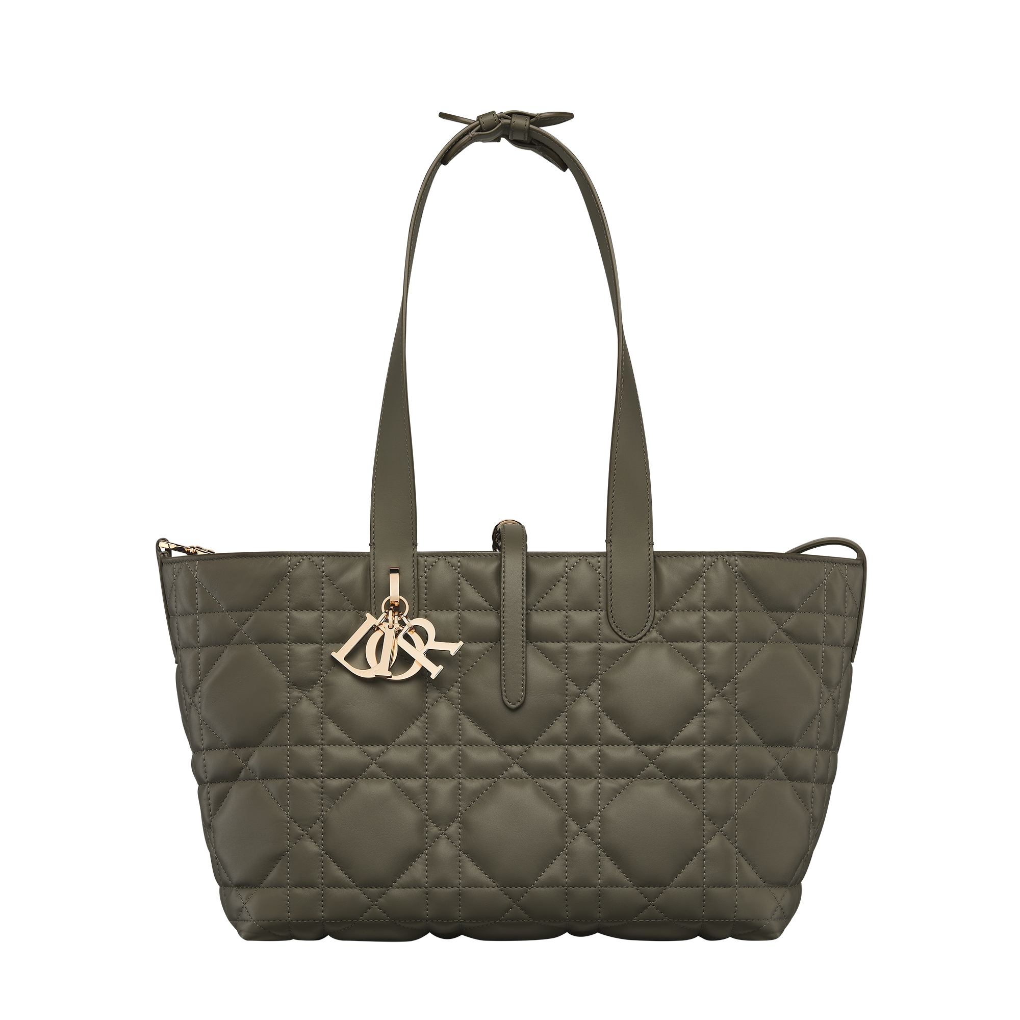 Medium Dior Toujours Bag Olive Taupe Macrocannage Calfskin E07