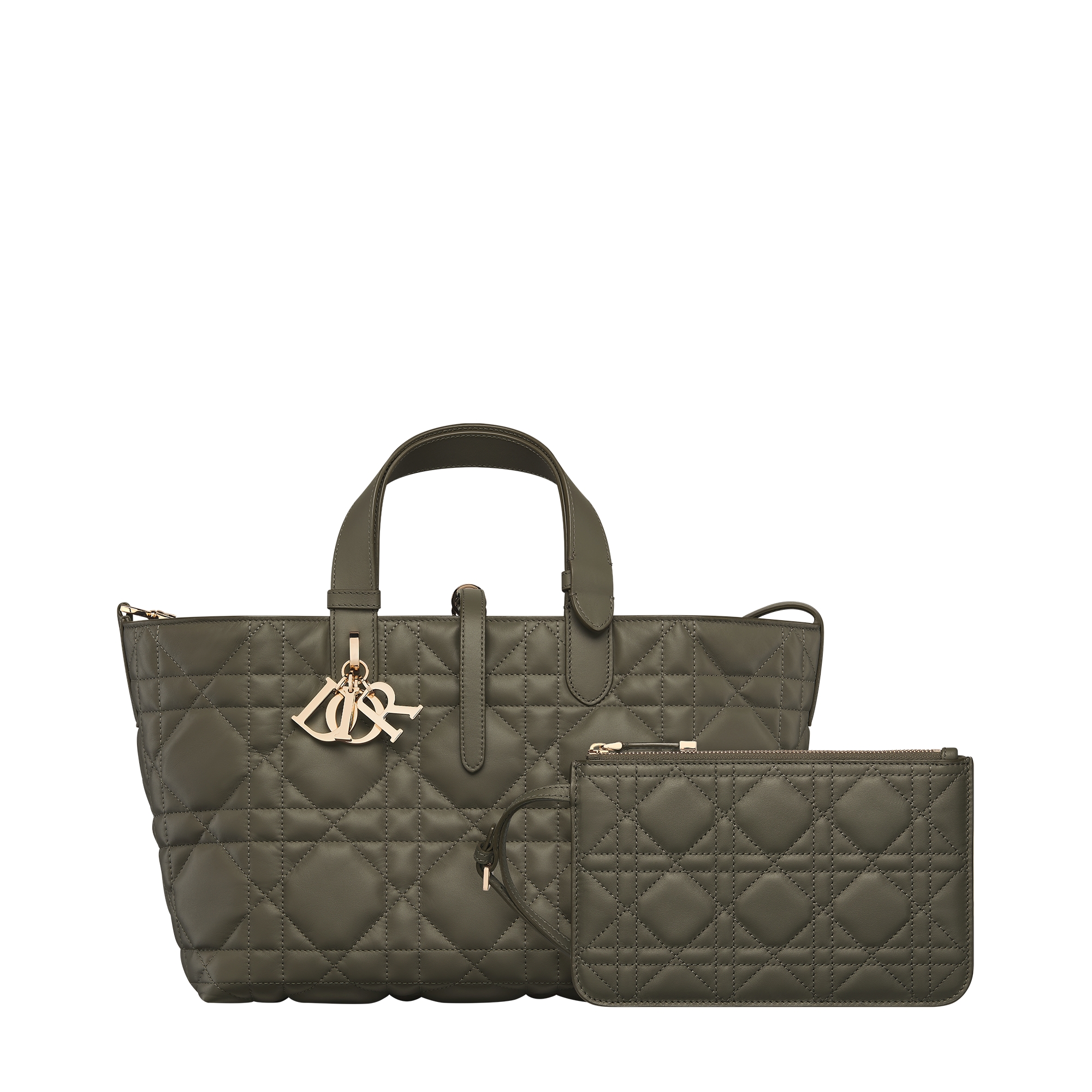 Medium Dior Toujours Bag Olive Taupe Macrocannage Calfskin E10