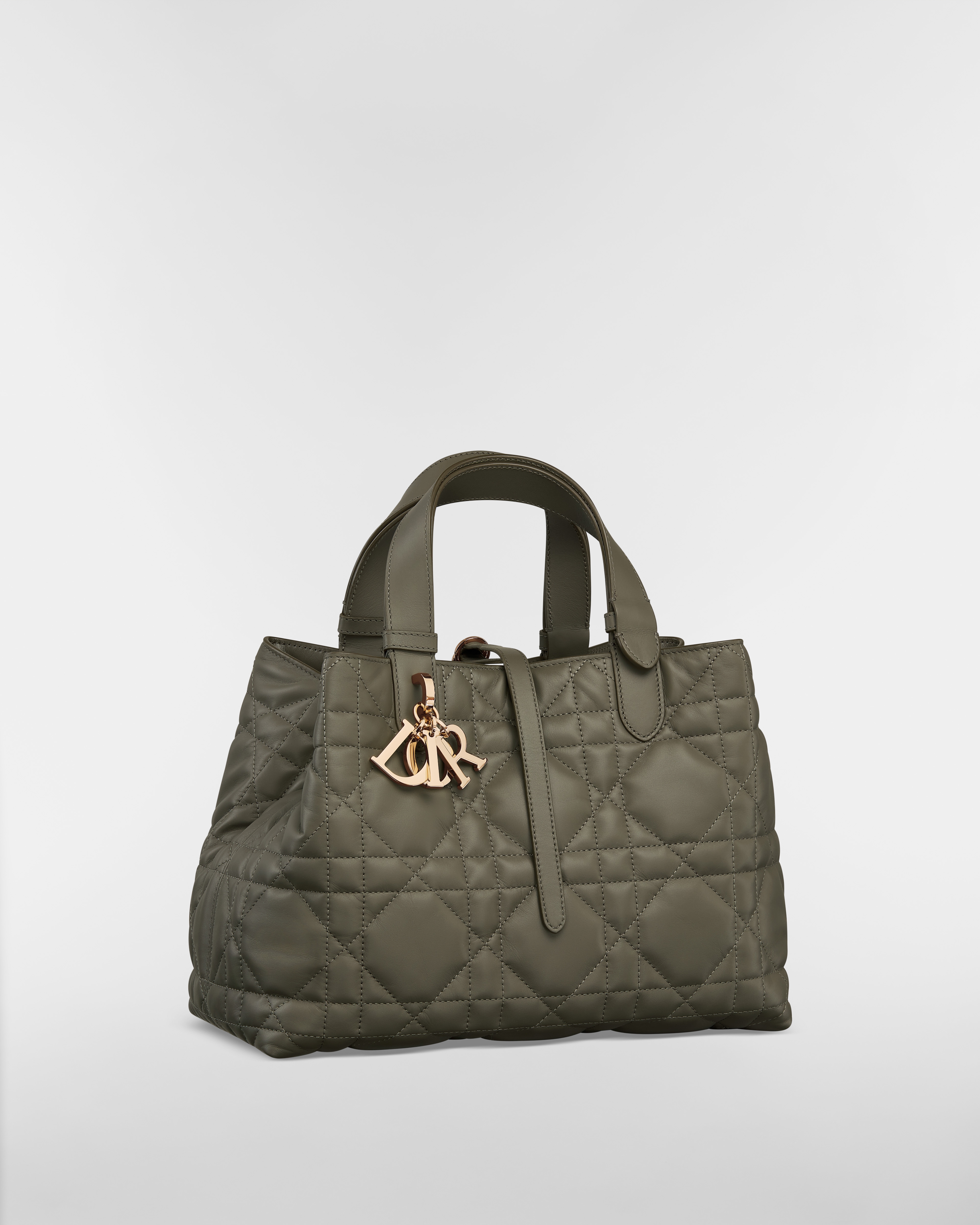 Medium Dior Toujours Bag Olive Taupe Macrocannage Calfskin E03