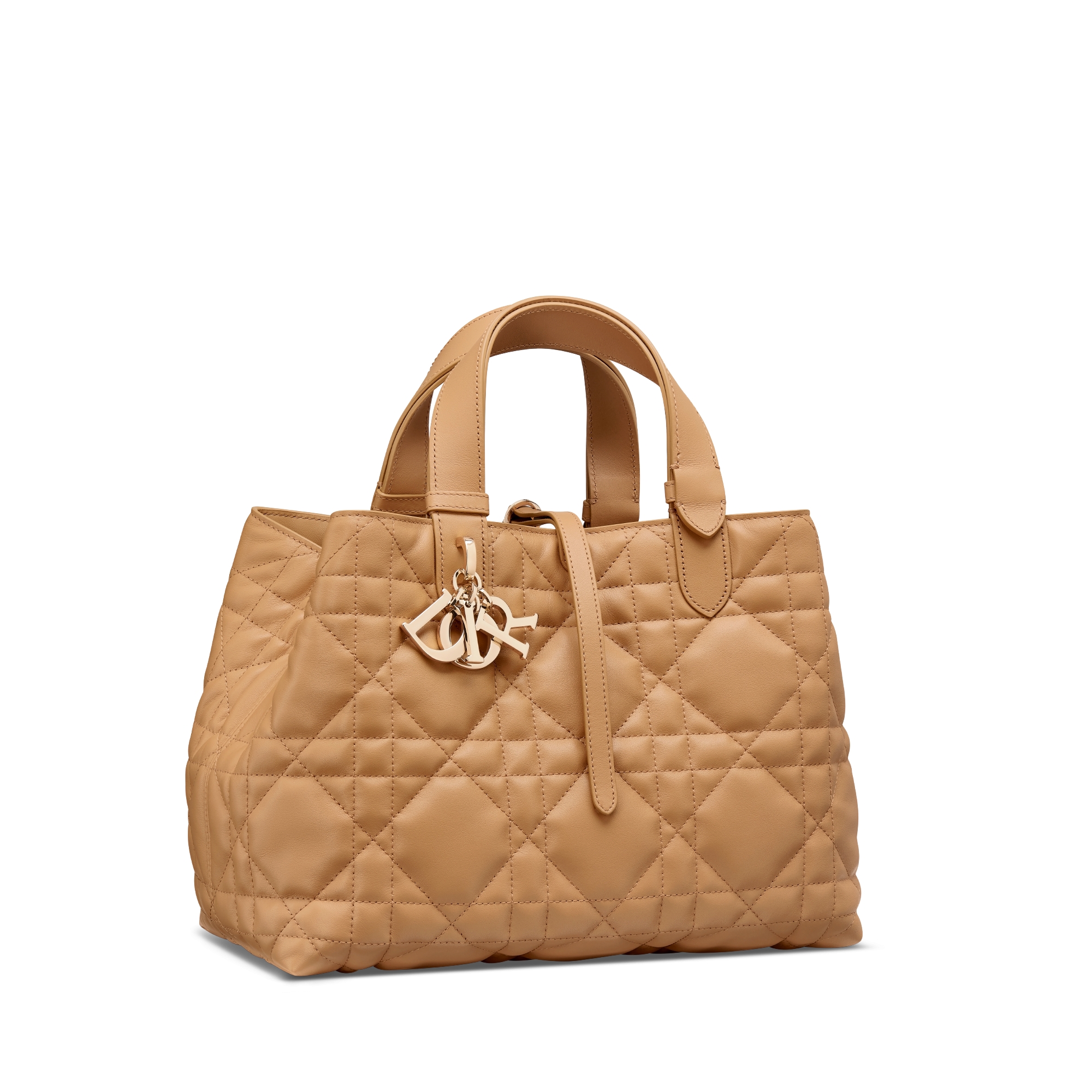 Mittelgroße Dior Toujours Tasche Macrocannage Kalbsleder in Hellgoldfarbe E03