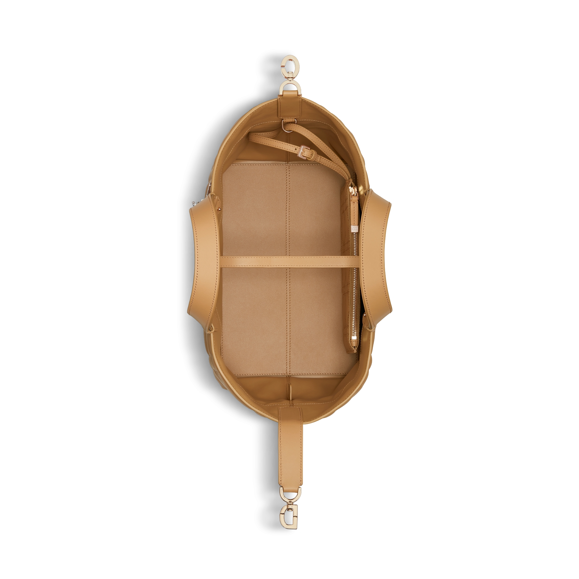 Middelgrote Dior Toujours-tas Lichtgoudkleurig kalfsleer met Macrocannage-motief E06