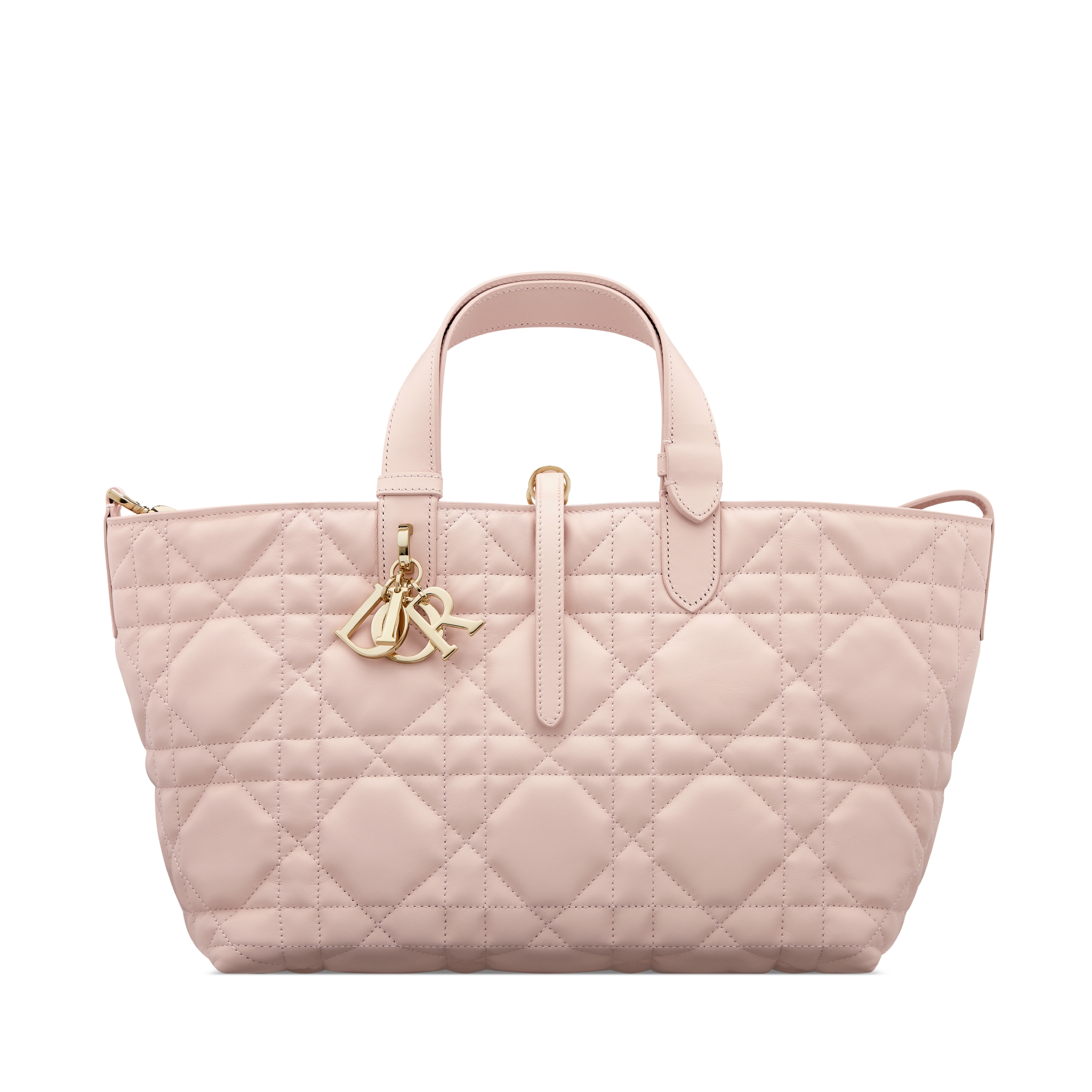 Sac Dior Toujours Medium Cuir de veau Macrocannage rose poudre E01