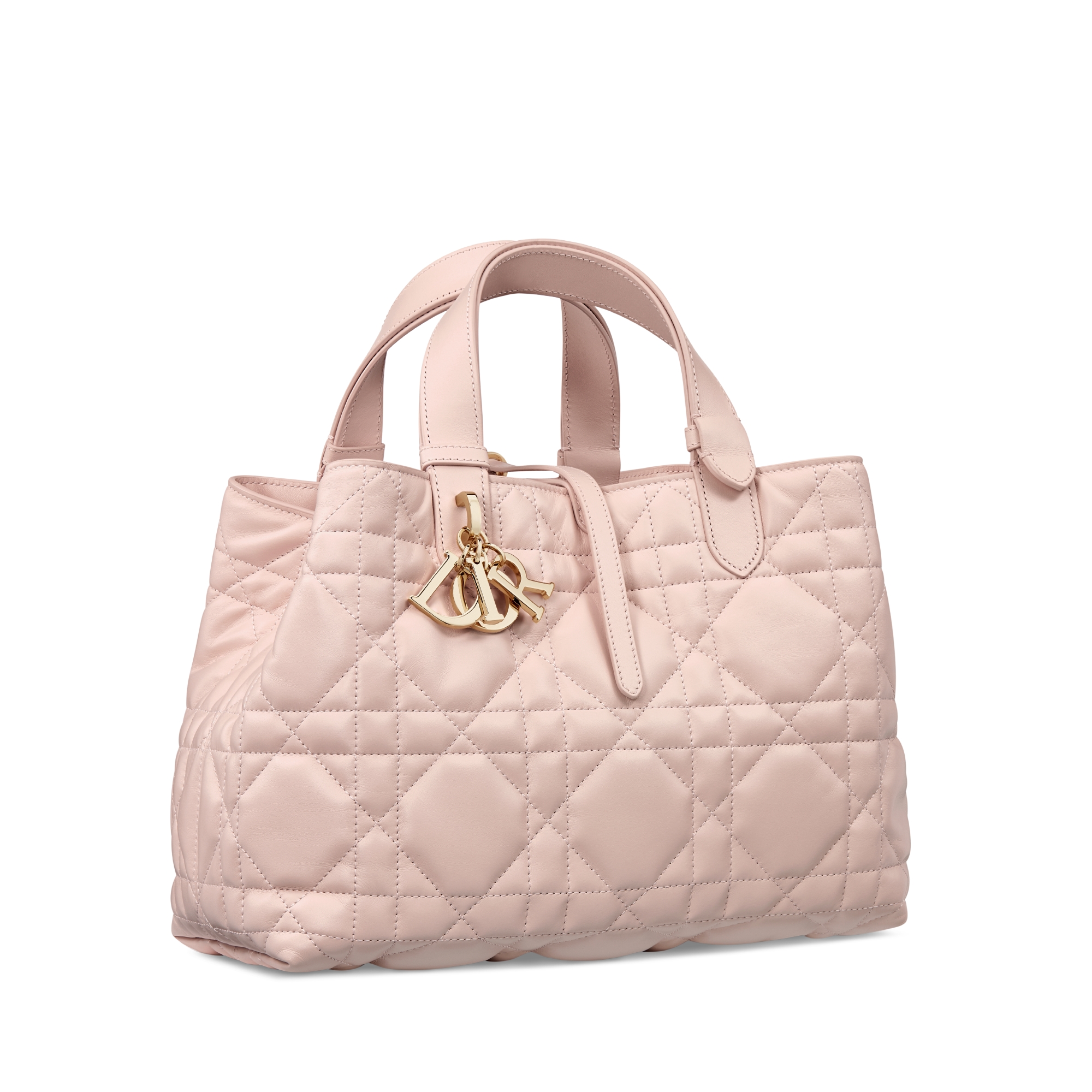 Mittelgroße Dior Toujours Tasche Macrocannage Kalbsleder in Puderrosa E03