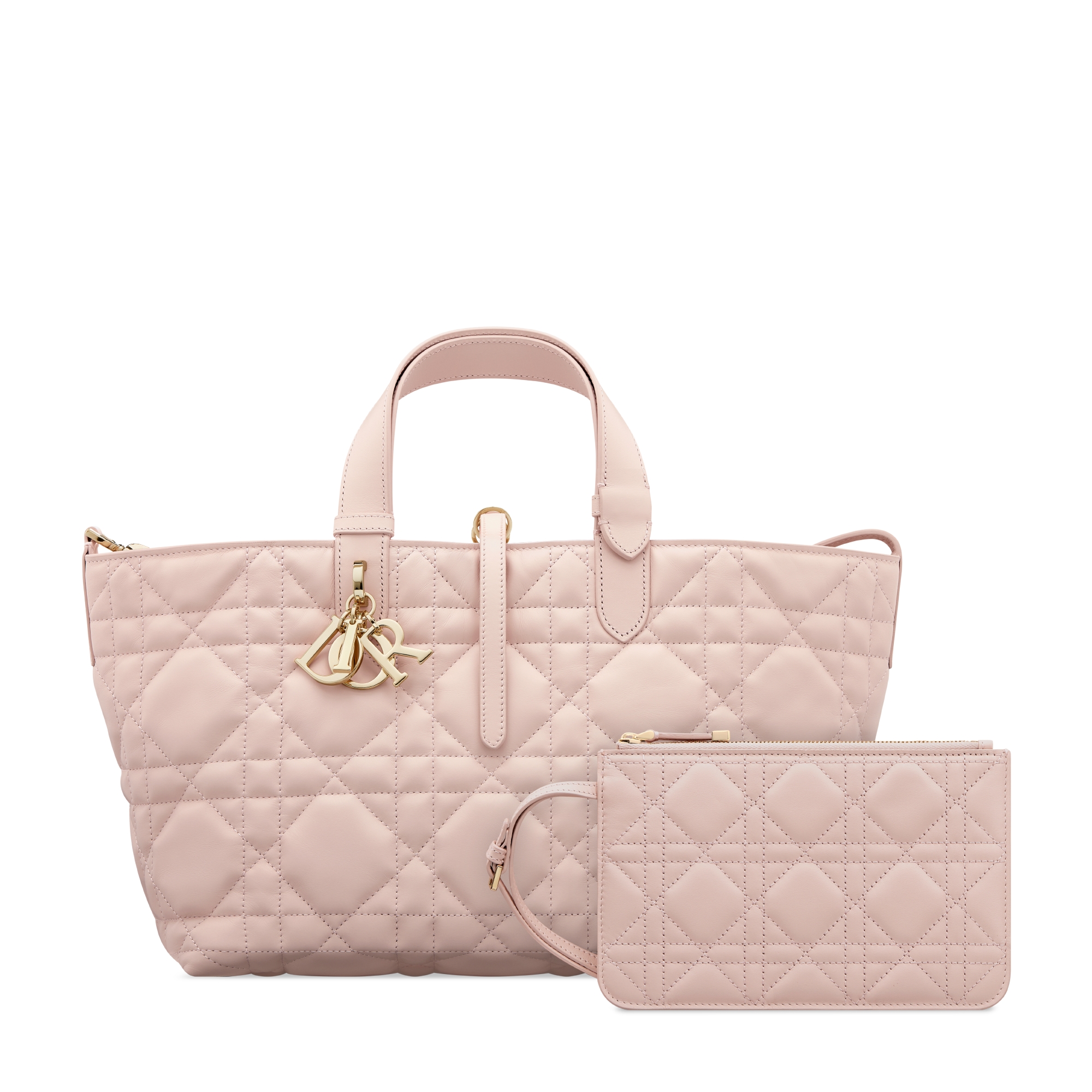 Sac Dior Toujours Medium Cuir de veau Macrocannage rose poudre E10