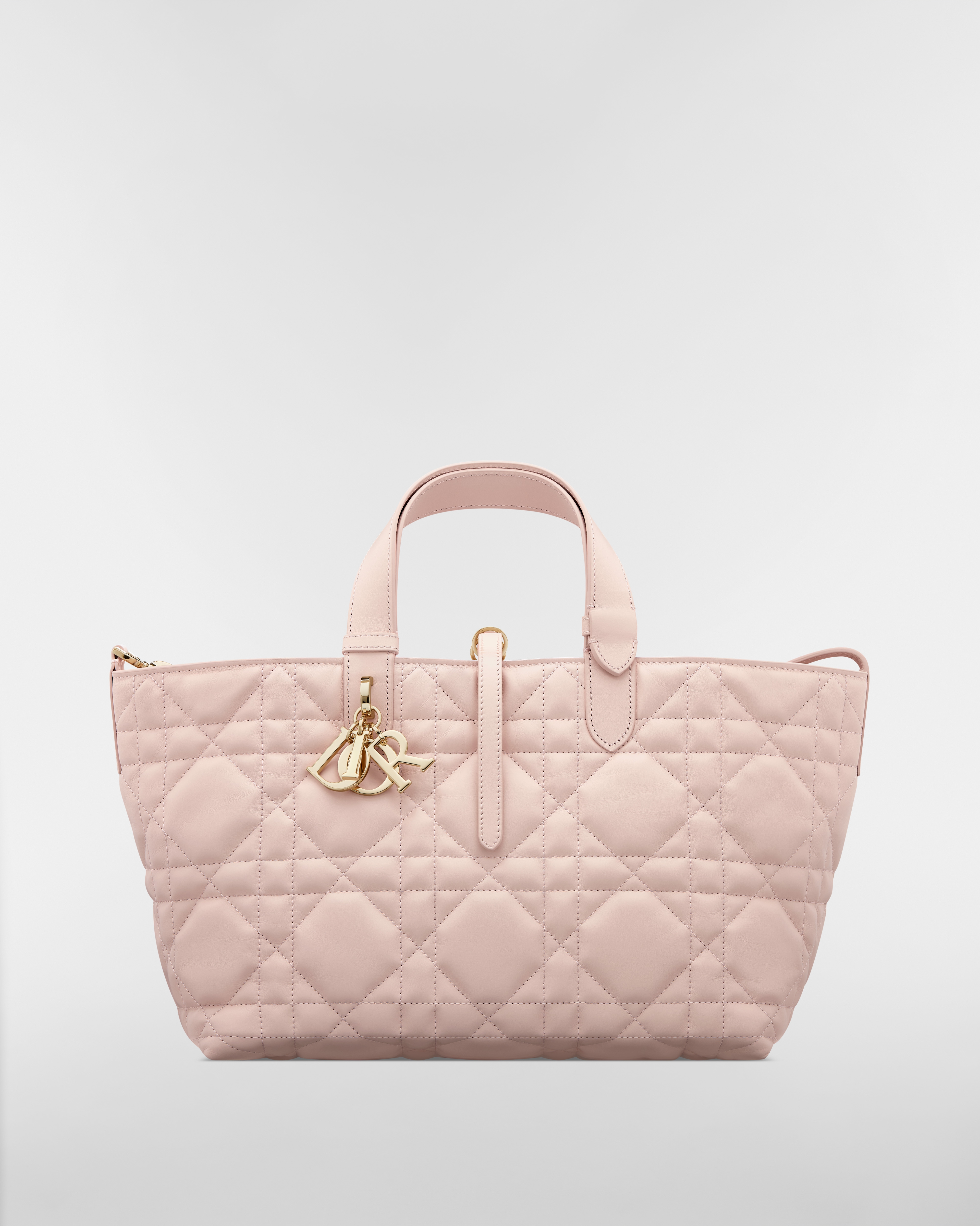 Borsa media Dior Toujours Pelle di vitello Macrocannage rosa cipria E01