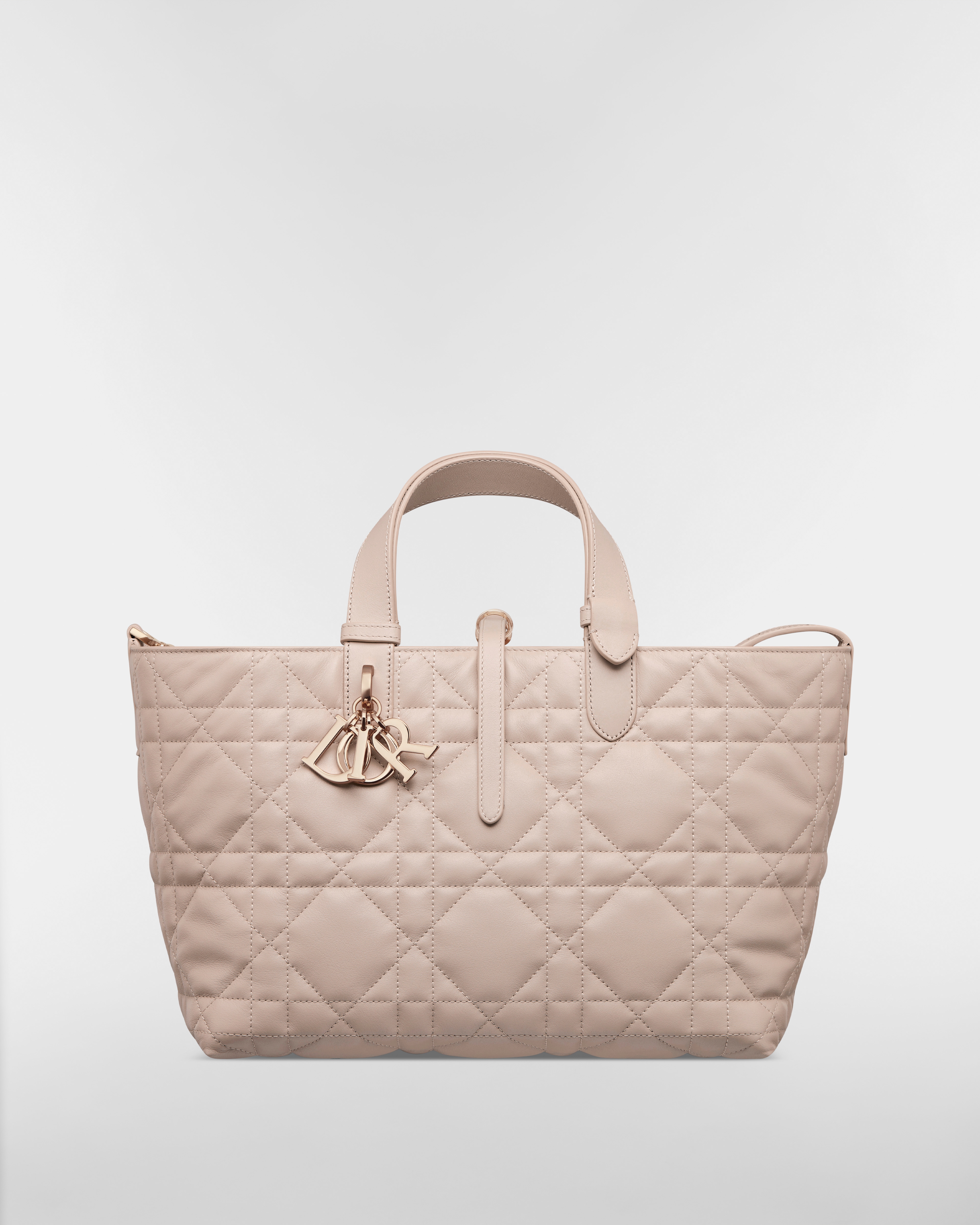 Medium Dior Toujours Bag Powder Beige Macrocannage Calfskin E01