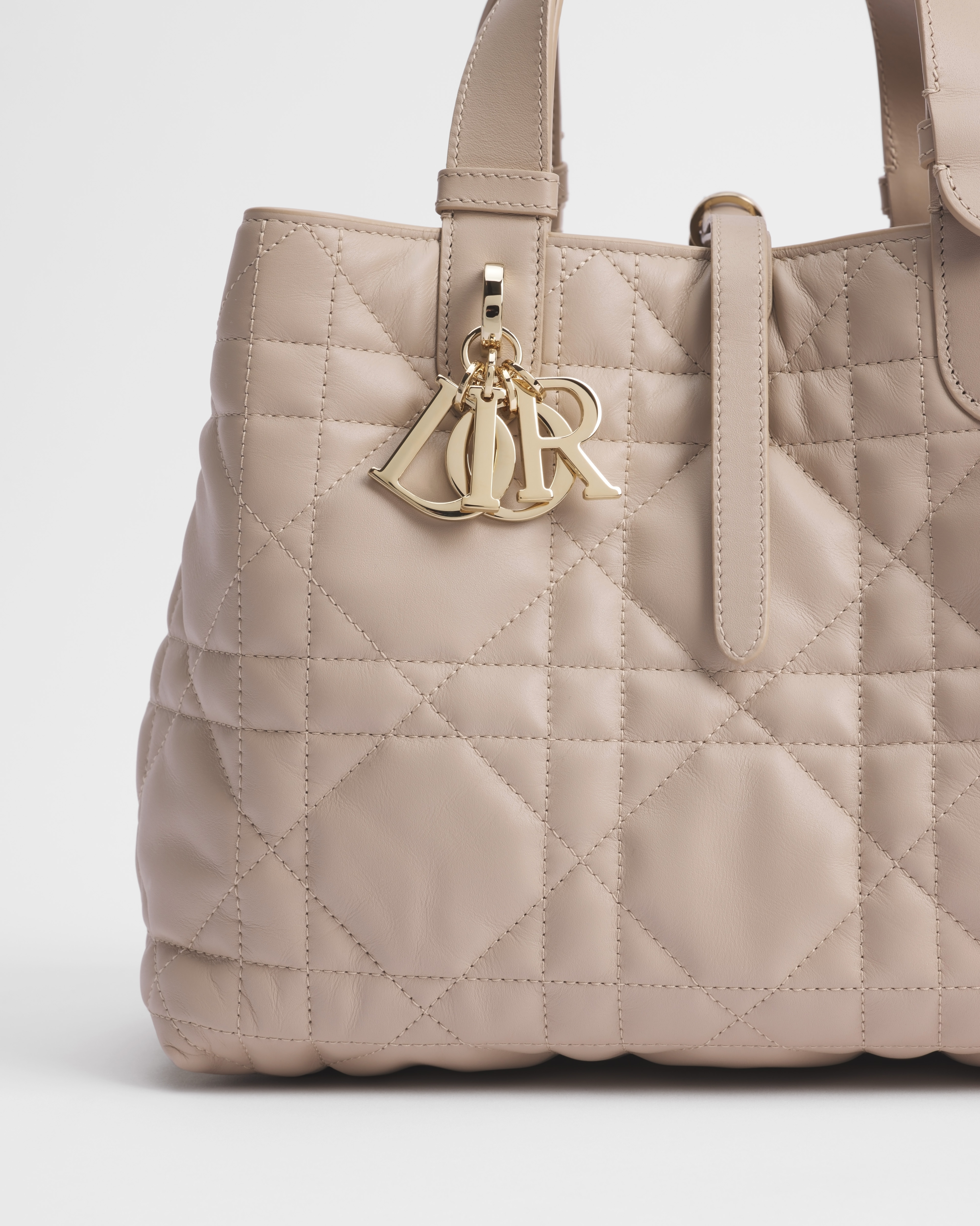 Medium Dior Toujours Bag Powder Beige Macrocannage Calfskin E10