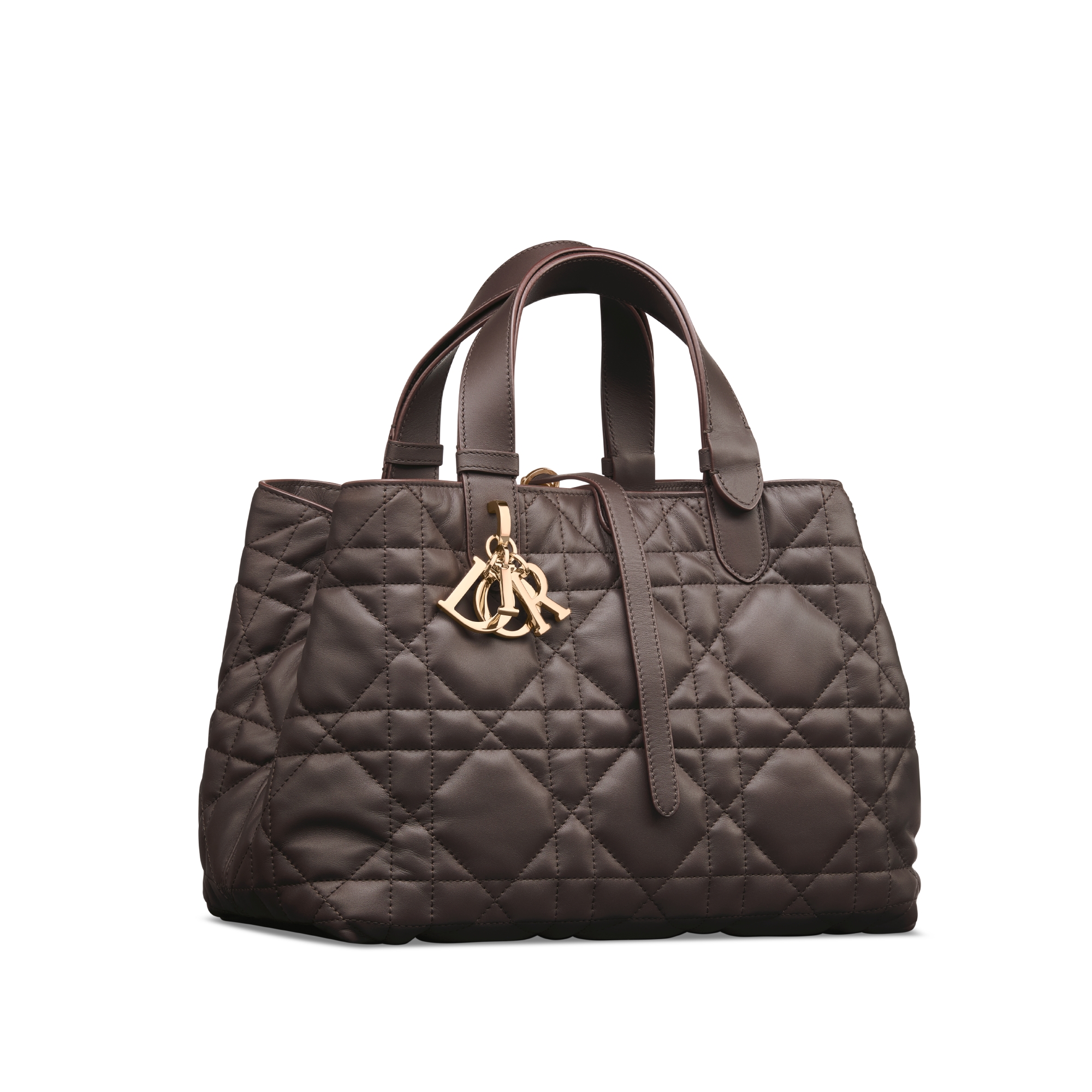 Mittelgroße Dior Toujours Tasche Macrocannage Kalbsleder in dunklem Schokoladenbraun E03