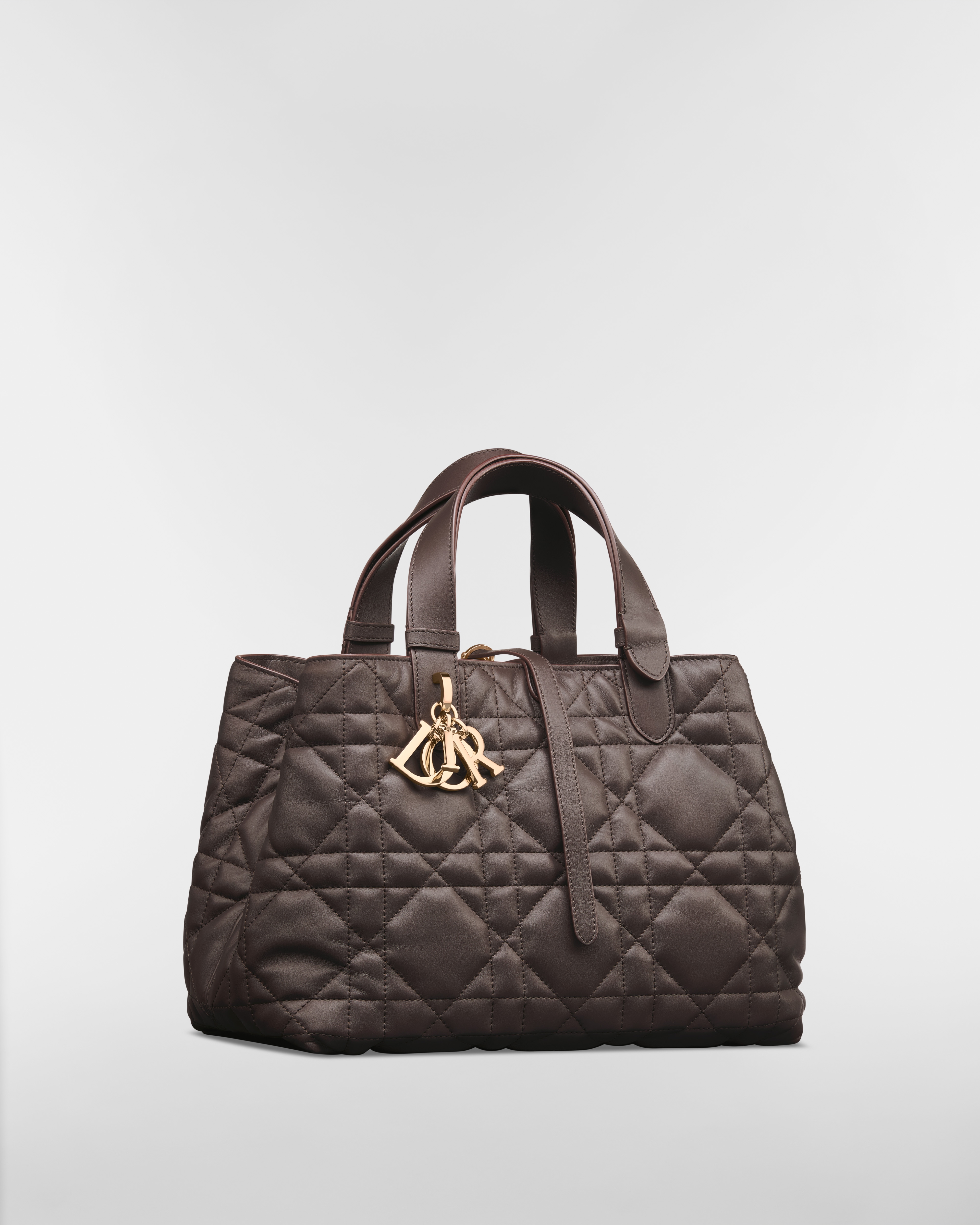 Medium Dior Toujours Bag Dark Chocolate Brown Macrocannage Calfskin E03