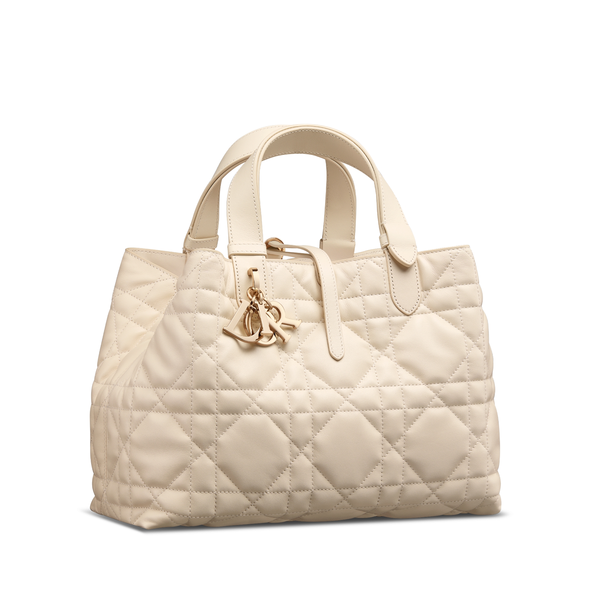 Medium Dior Toujours Bag Light Ivory Macrocannage Calfskin E03