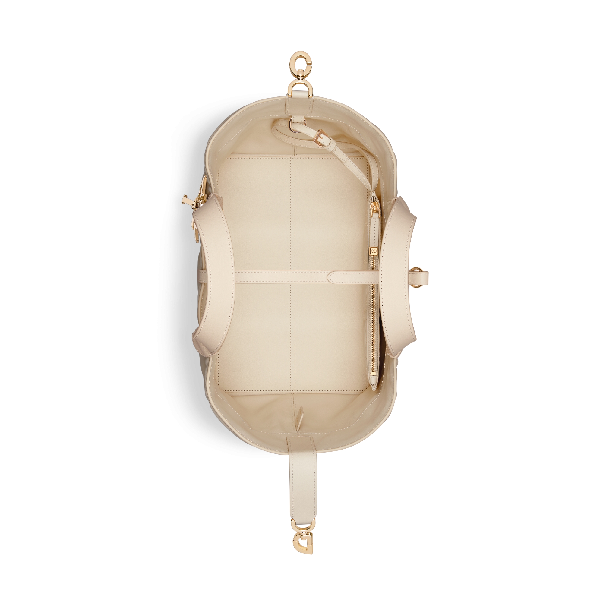 Medium Dior Toujours Bag Light Ivory Macrocannage Calfskin E06