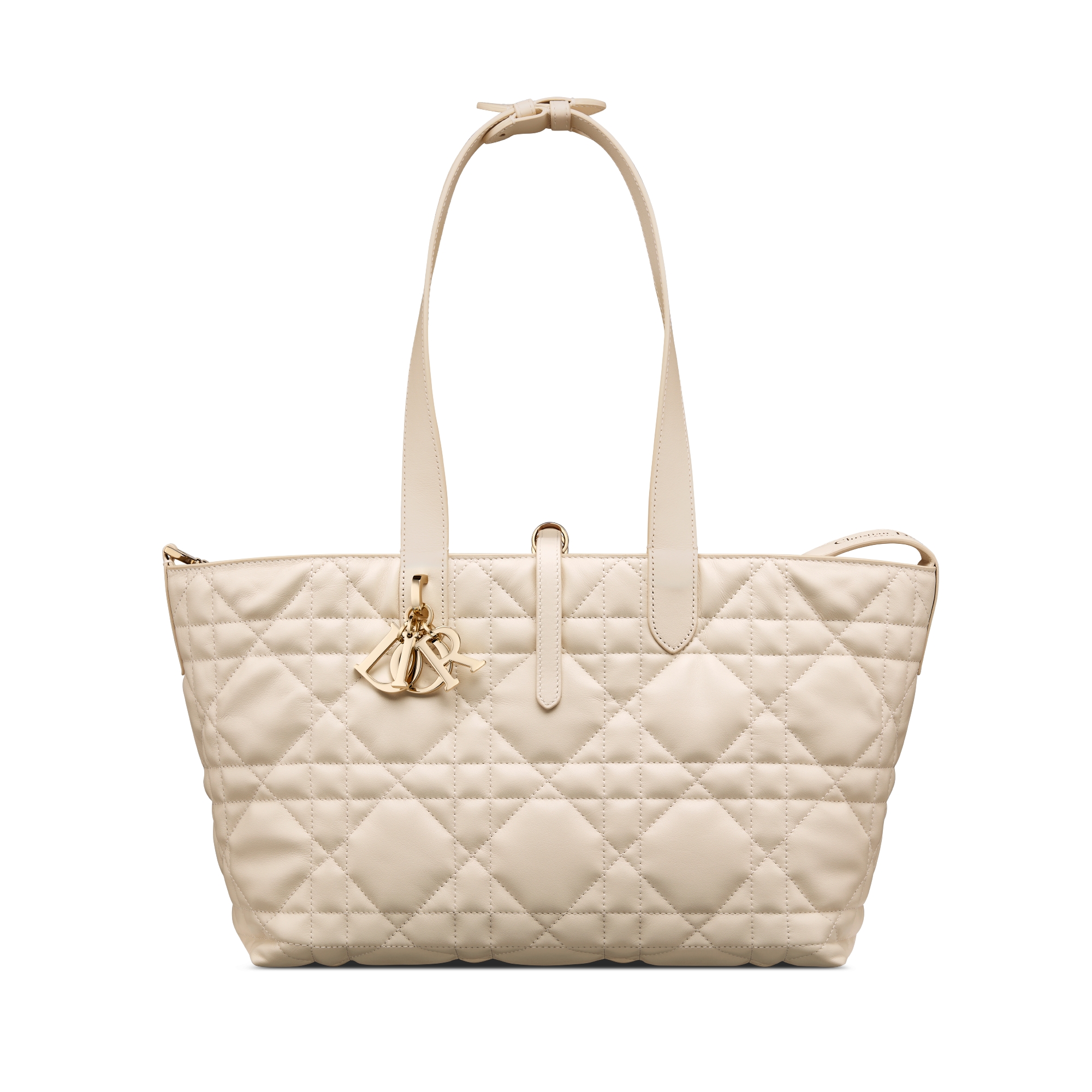 中碼 Dior Toujours 手袋 淺象牙色大型藤格紋圖案小牛皮 E07