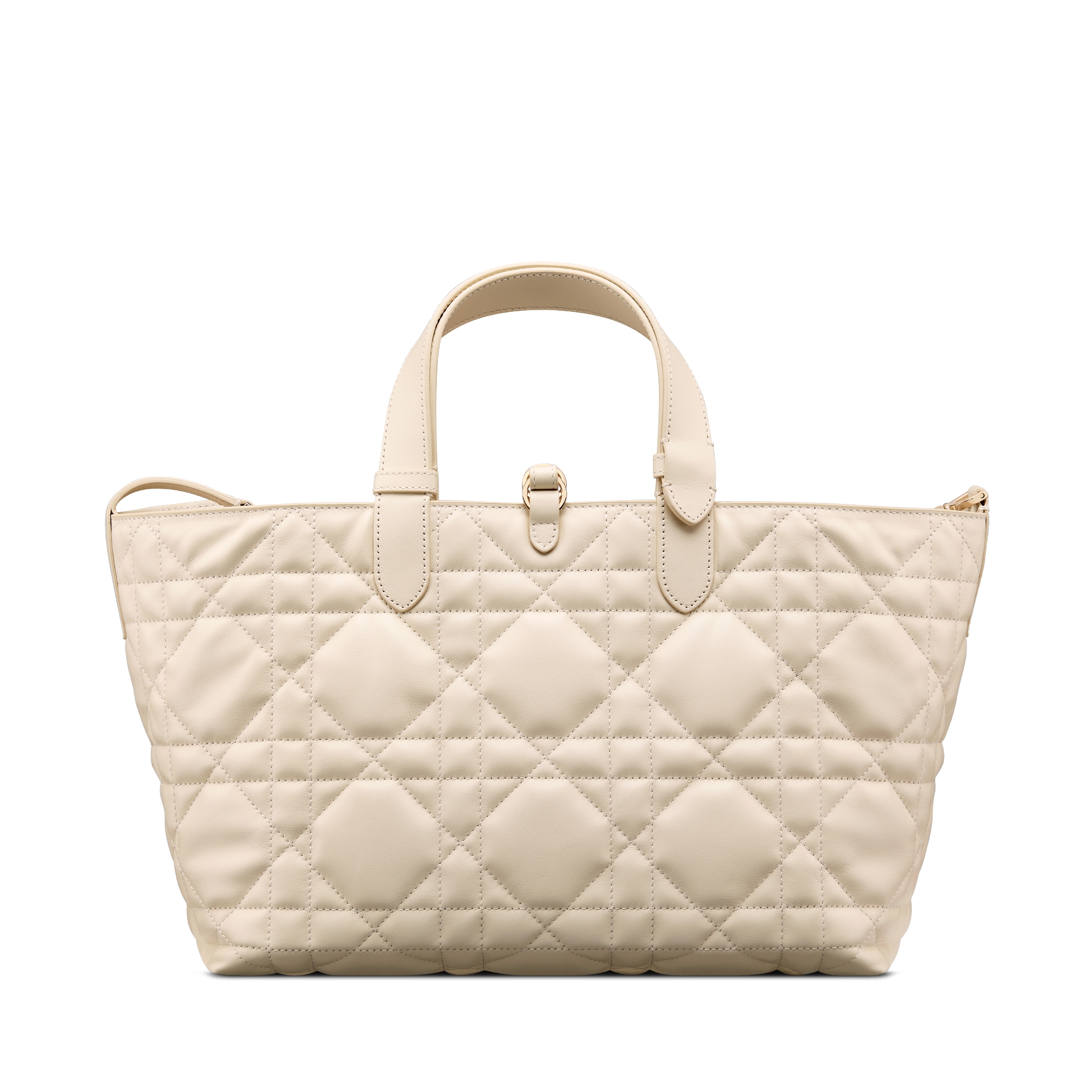 中碼 Dior Toujours 手袋 淺象牙色大型藤格紋圖案小牛皮 E08