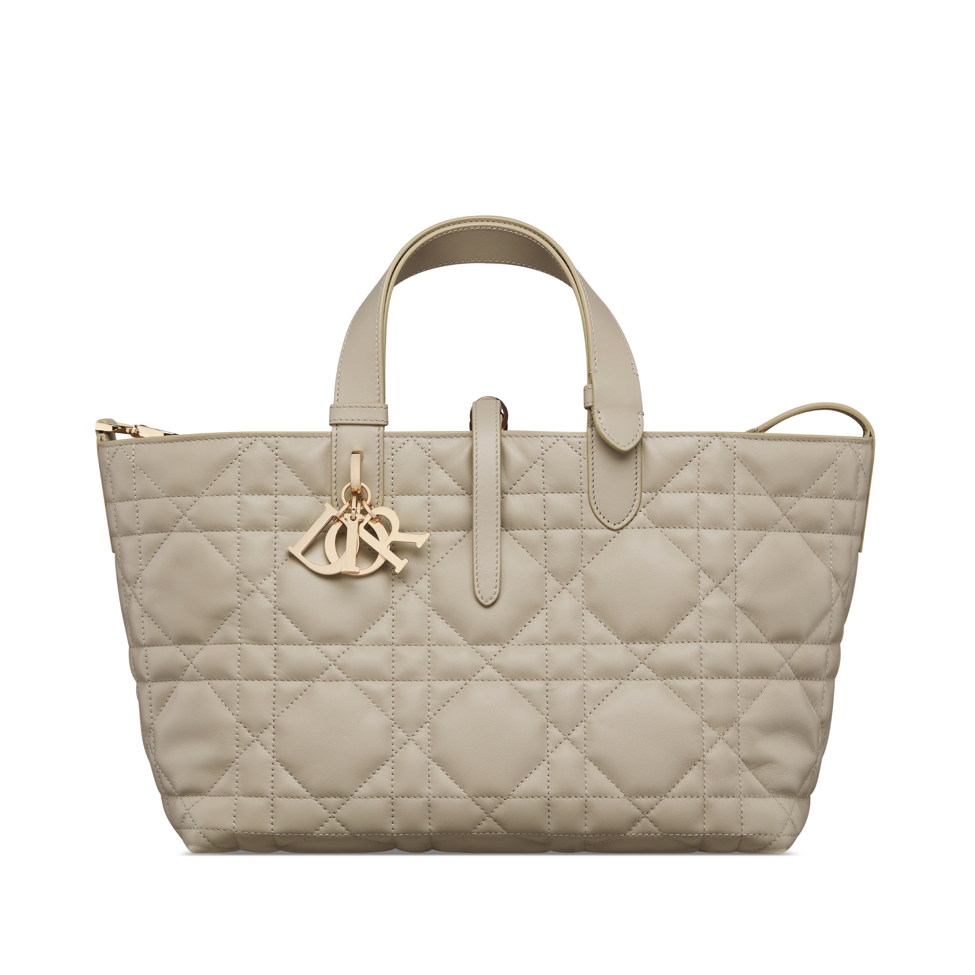 Medium Dior Toujours Bag Rope Beige Macrocannage Calfskin E01