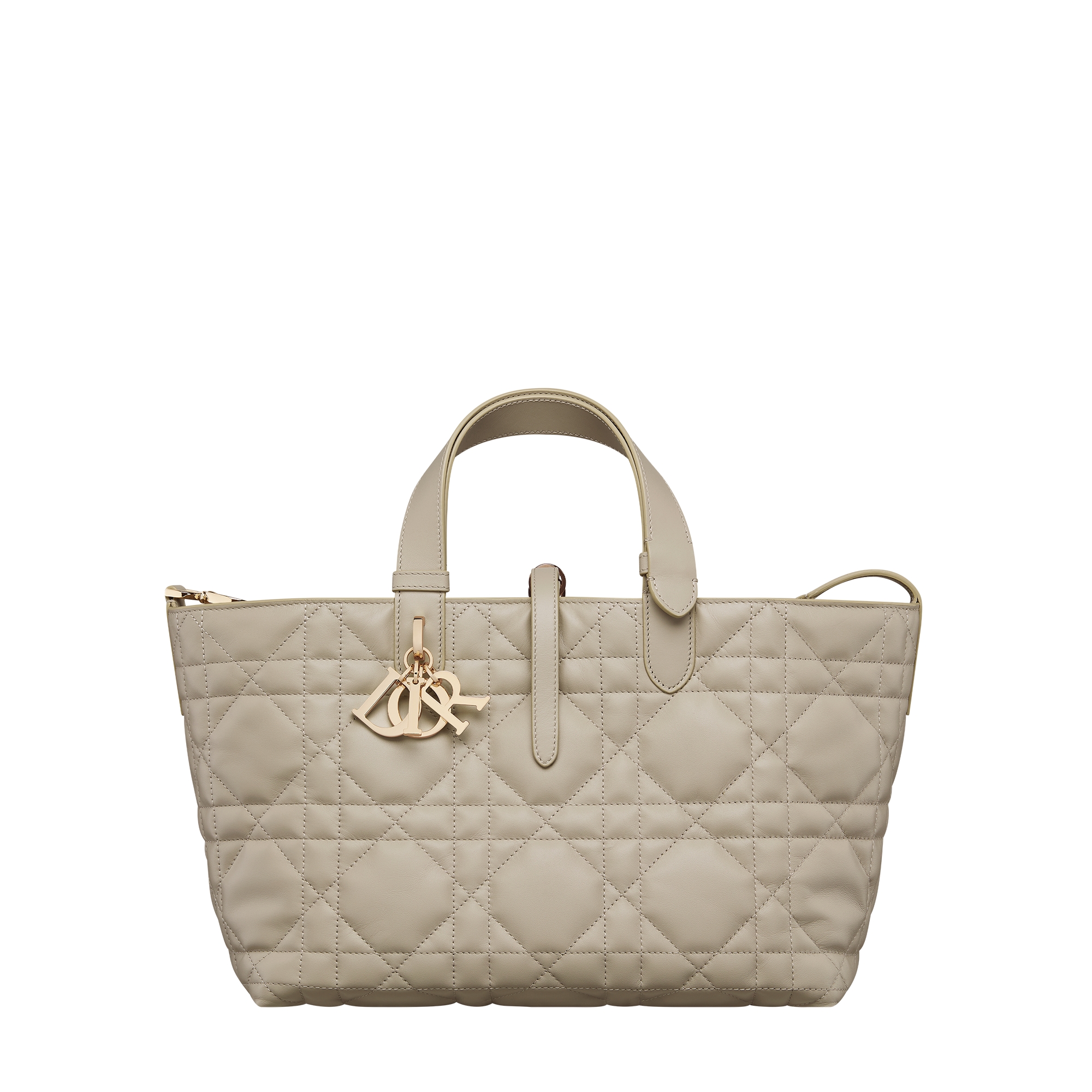 Medium Dior Toujours Bag Rope Beige Macrocannage Calfskin E01