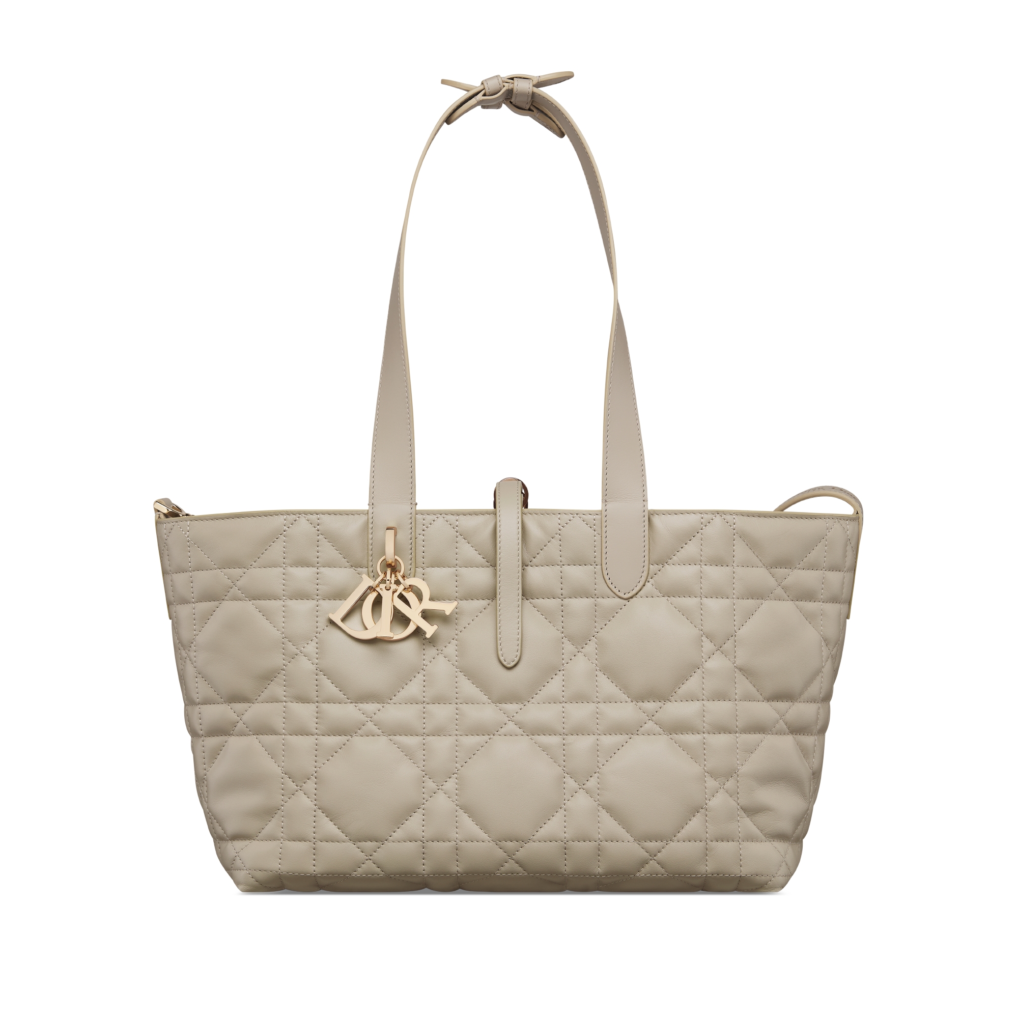 Medium Dior Toujours Bag Rope Beige Macrocannage Calfskin E07