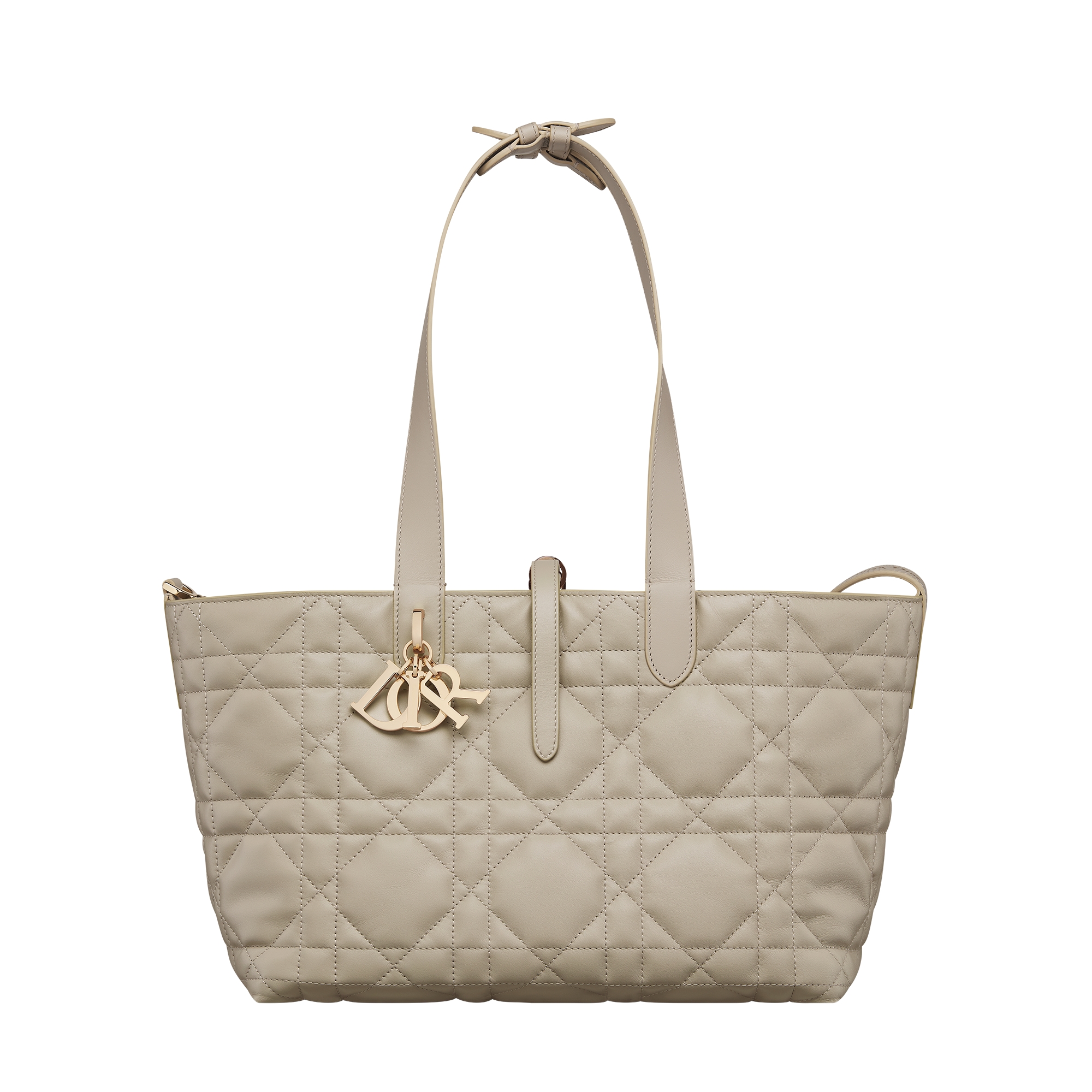 Medium Dior Toujours Bag Rope Beige Macrocannage Calfskin E07