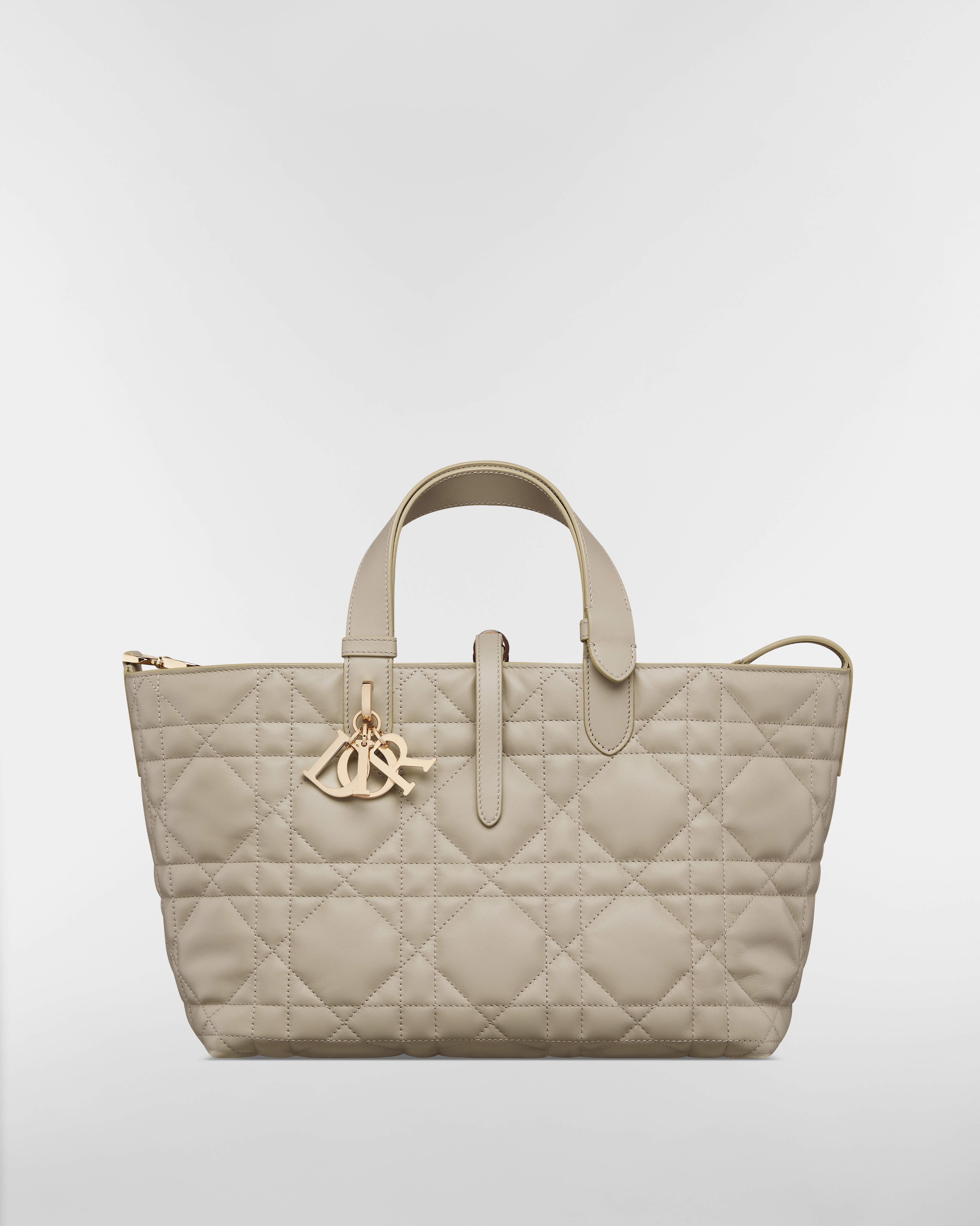 Medium Dior Toujours Bag Rope Beige Macrocannage Calfskin E01