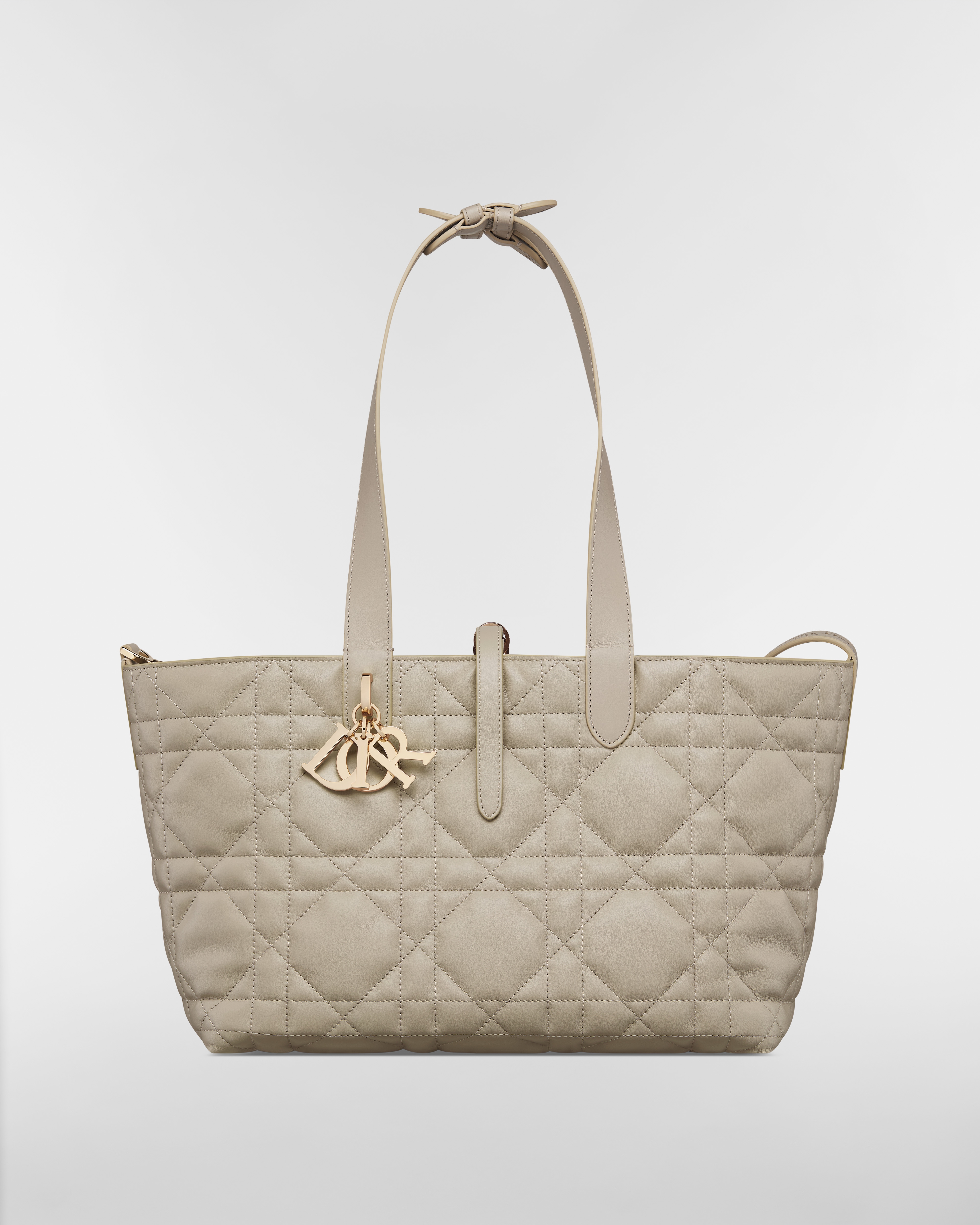 Medium Dior Toujours Bag Rope Beige Macrocannage Calfskin E07
