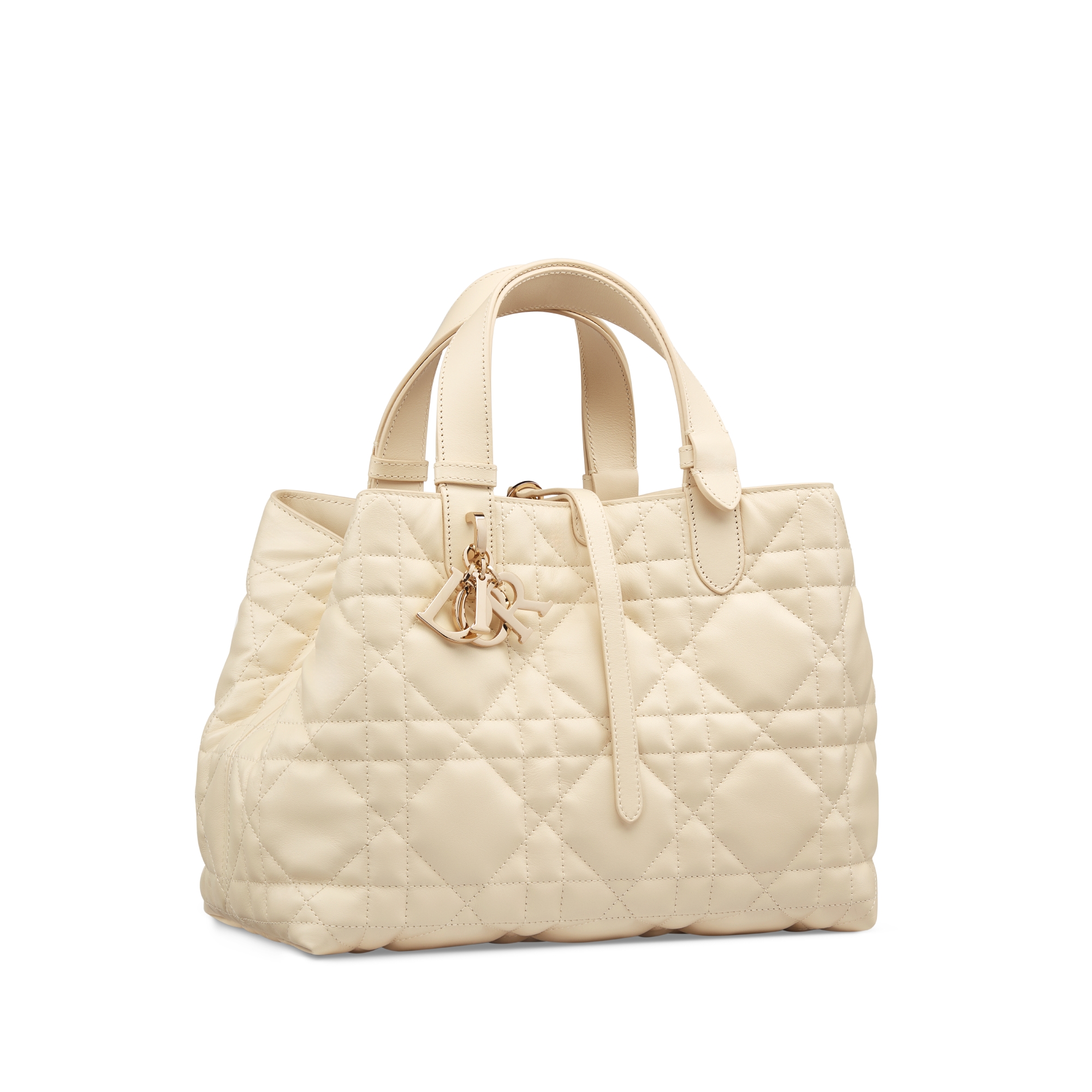 Mittelgroße Dior Toujours Tasche Macrocannage Kalbsleder in Hellbeige E03