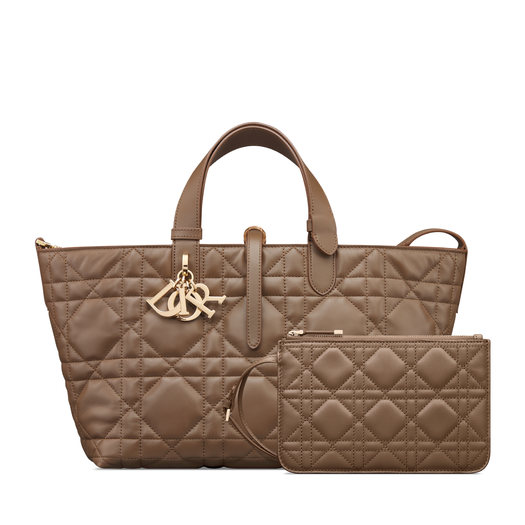 Mittelgroße Dior Toujours Tasche Macrocannage Kalbsleder in Tabakbraun E10