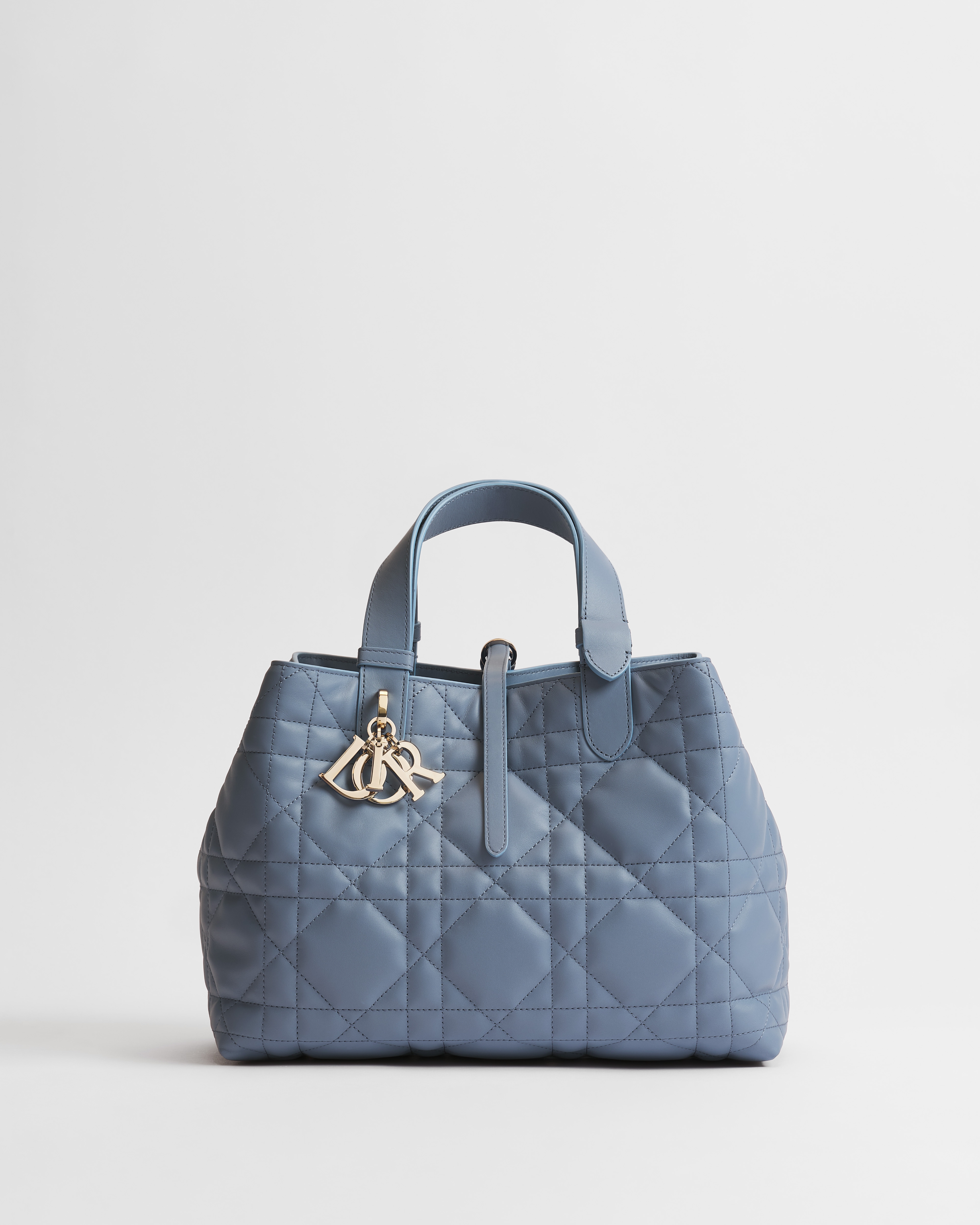 Bolsa Dior Toujours média Couro de vitelo Macrocannage cinza-azulado E01