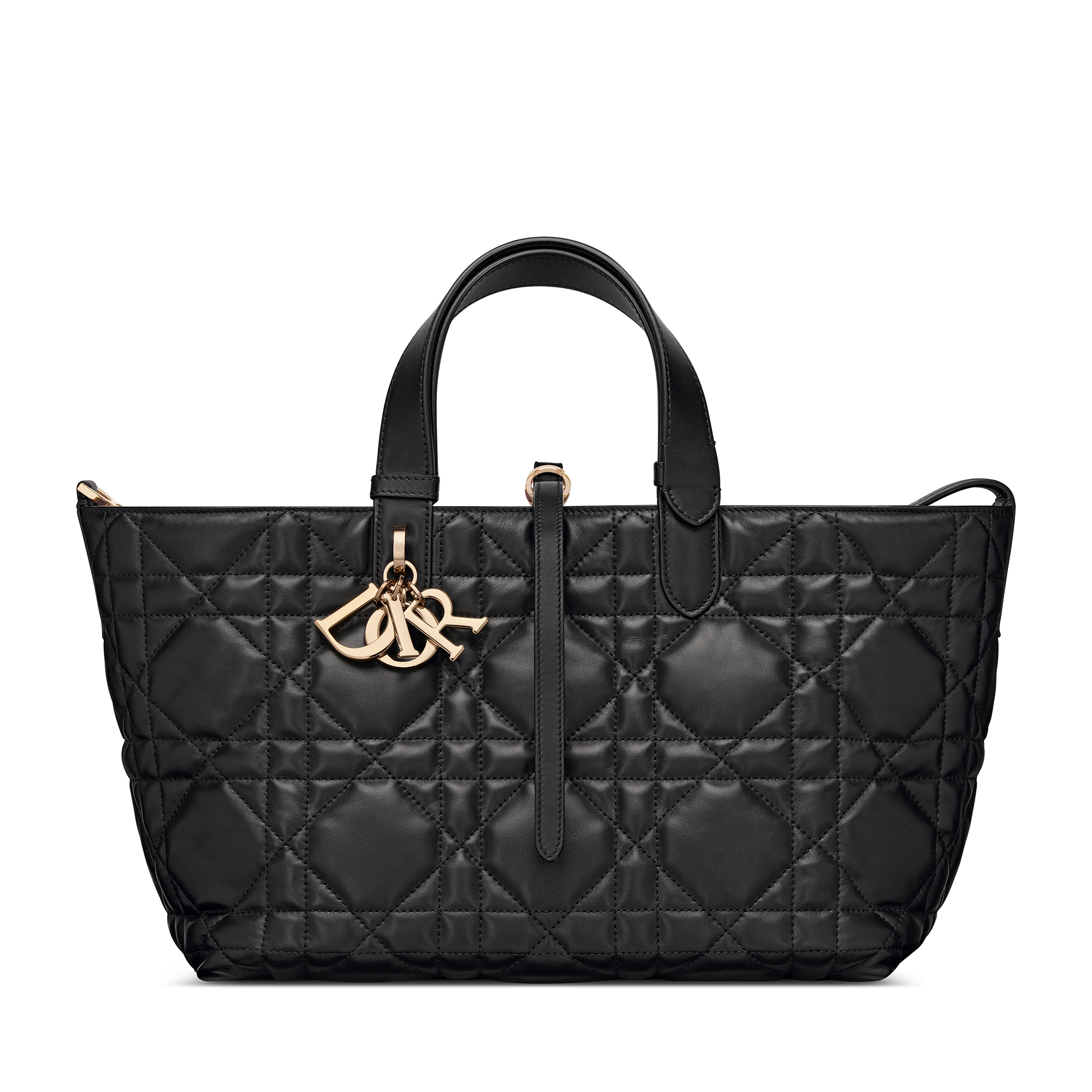 Medium Dior Toujours Bag Black Macrocannage Calfskin E01