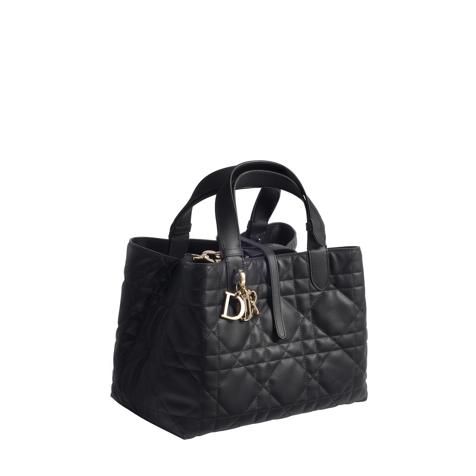 Medium Dior Toujours Bag Black Macrocannage Calfskin E03