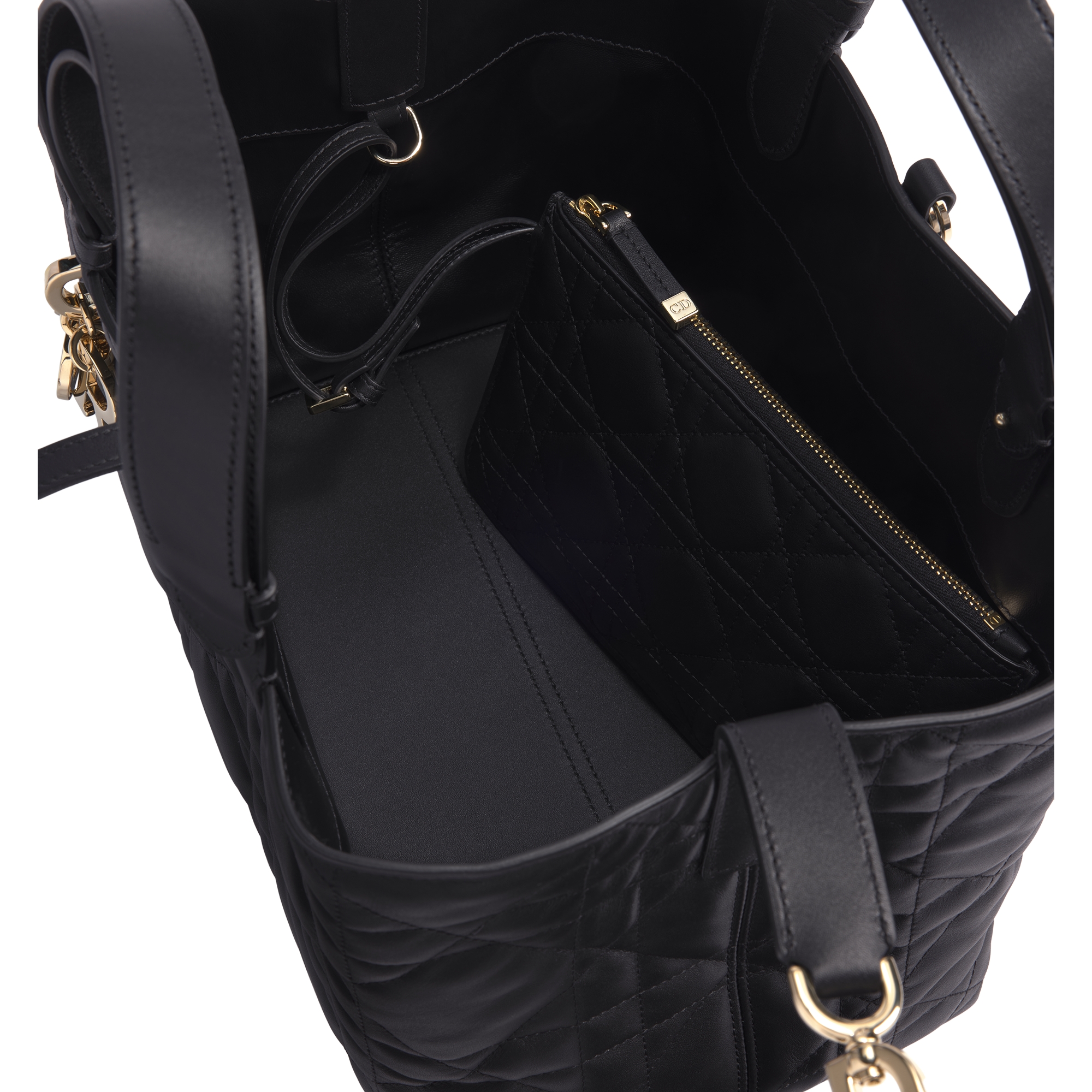 Medium Dior Toujours Bag Black Macrocannage Calfskin E06