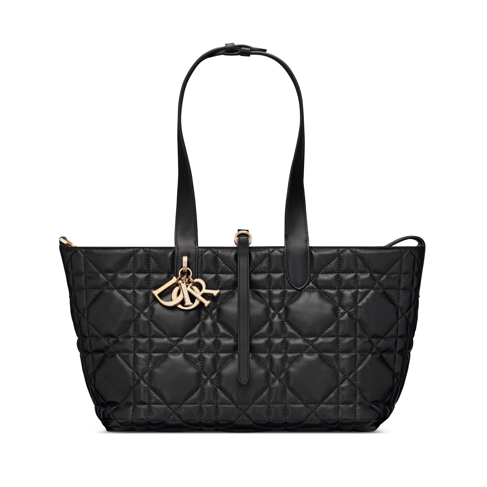 Medium Dior Toujours Bag Black Macrocannage Calfskin E07