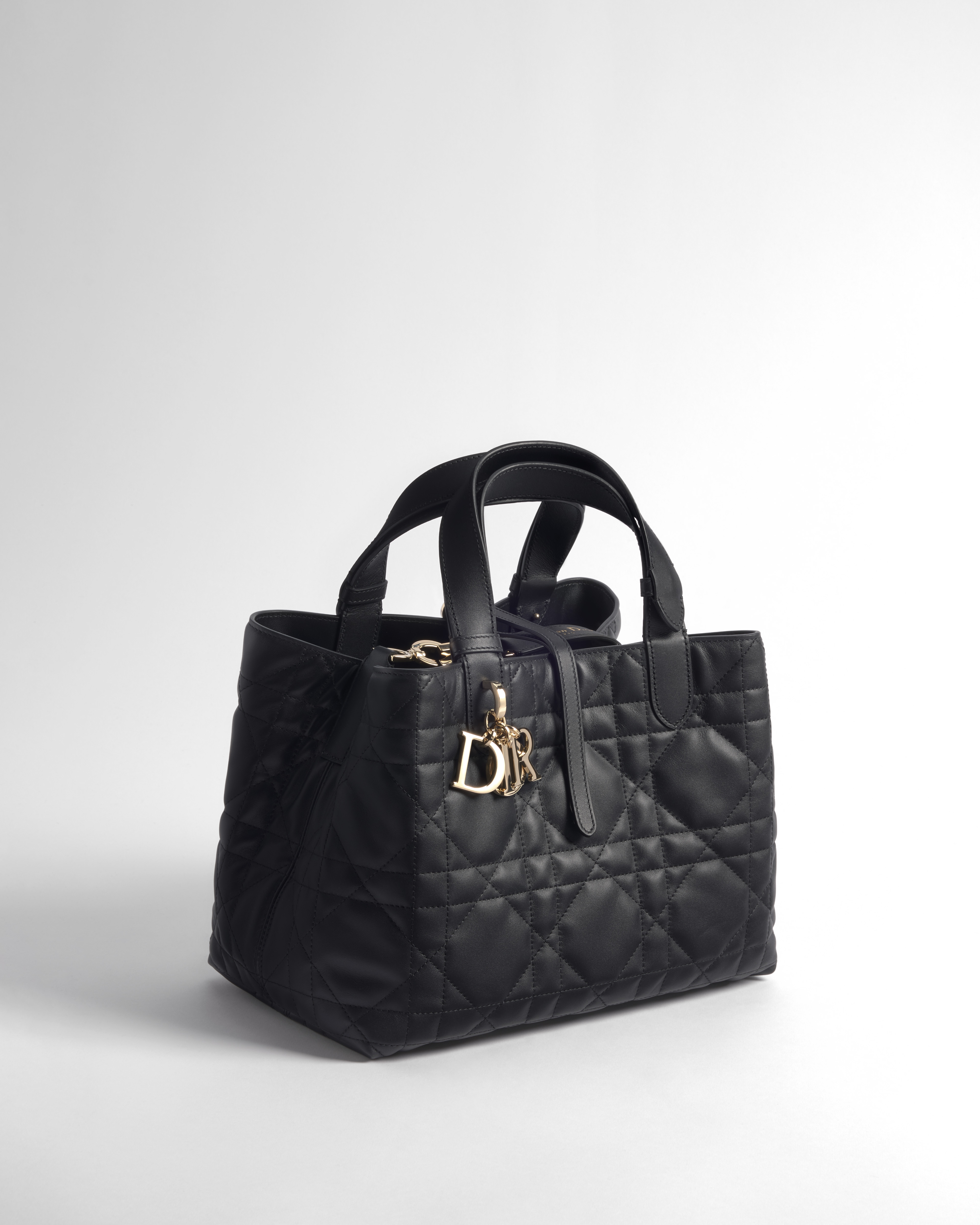 Medium Dior Toujours Bag Black Macrocannage Calfskin E03