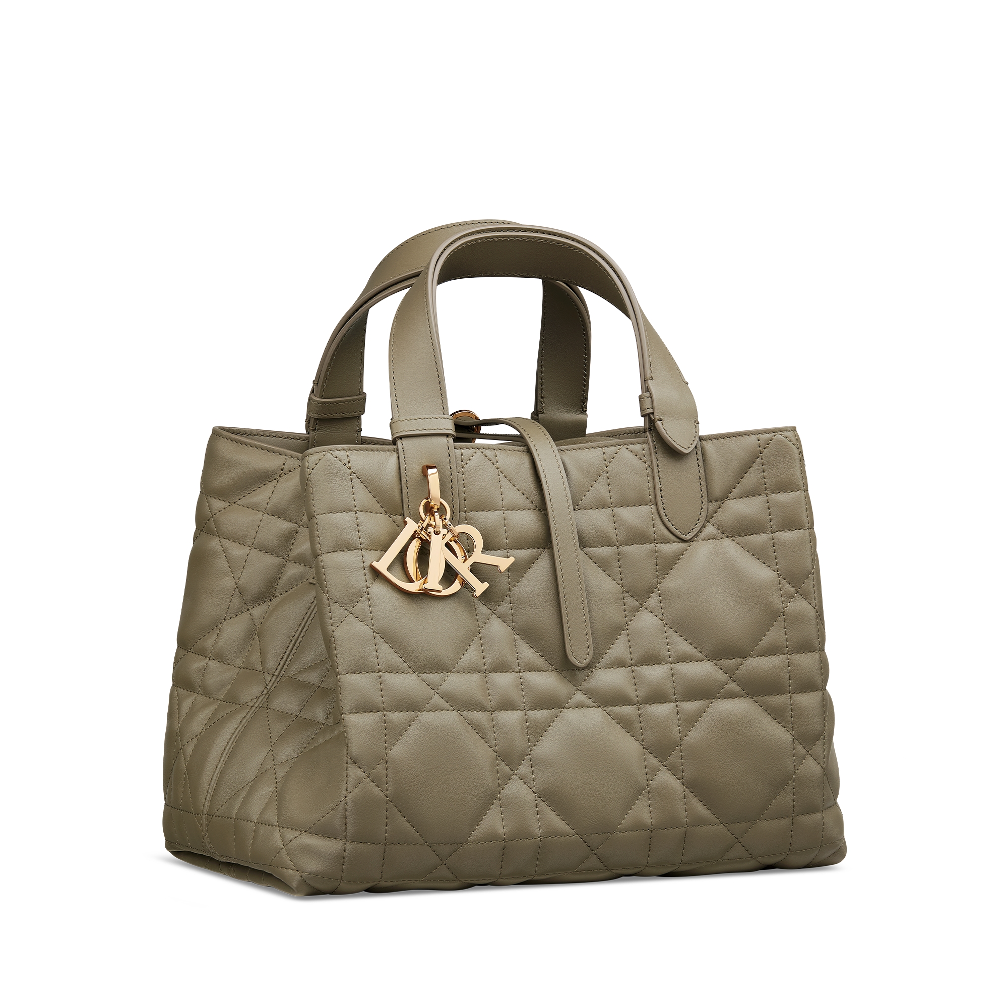 Mittelgroße Dior Toujours Tasche Macrocannage Kalbsleder in Lehmgrün E03