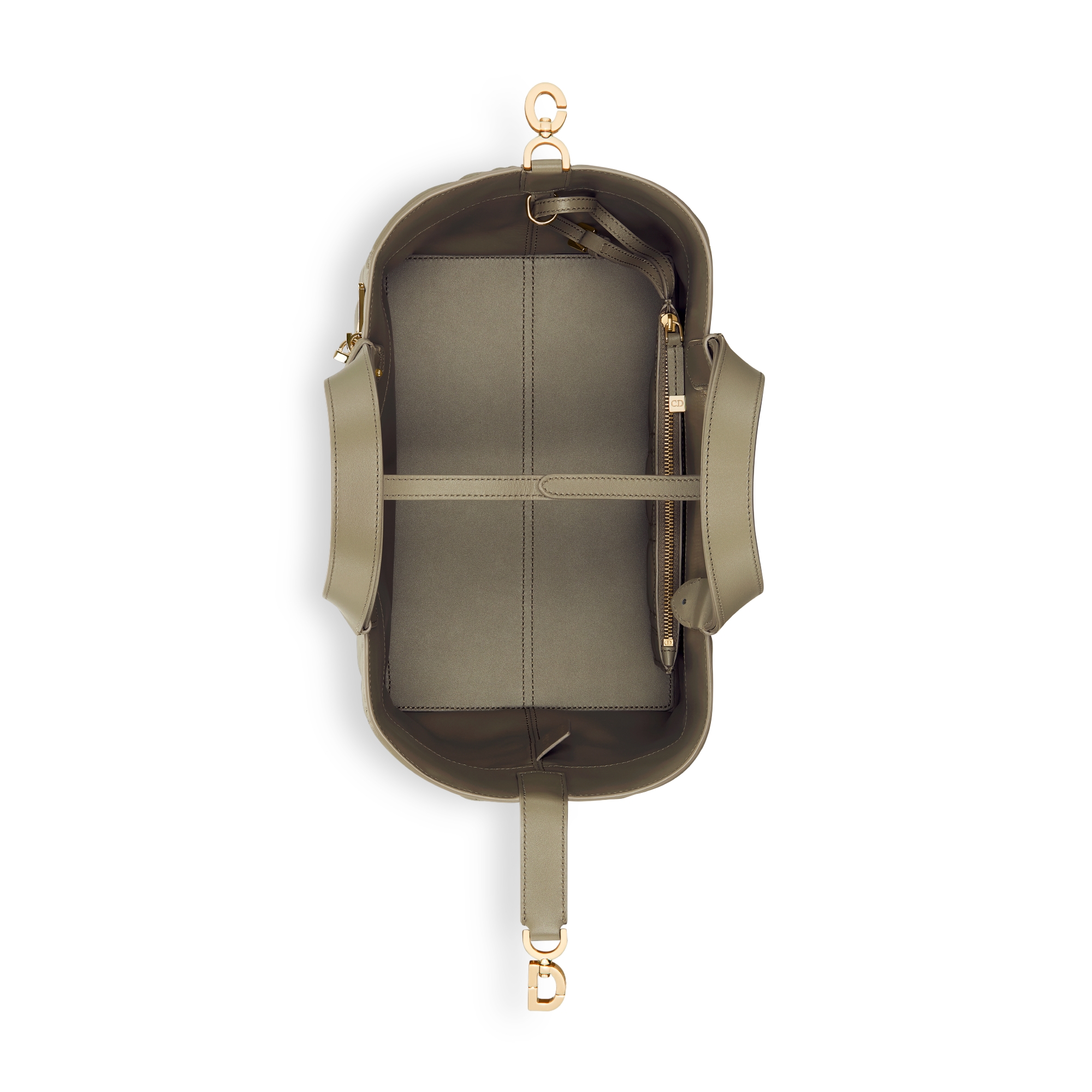 Middelgrote Dior Toujours-tas Kleigroen kalfsleer met Macrocannage-motief E06