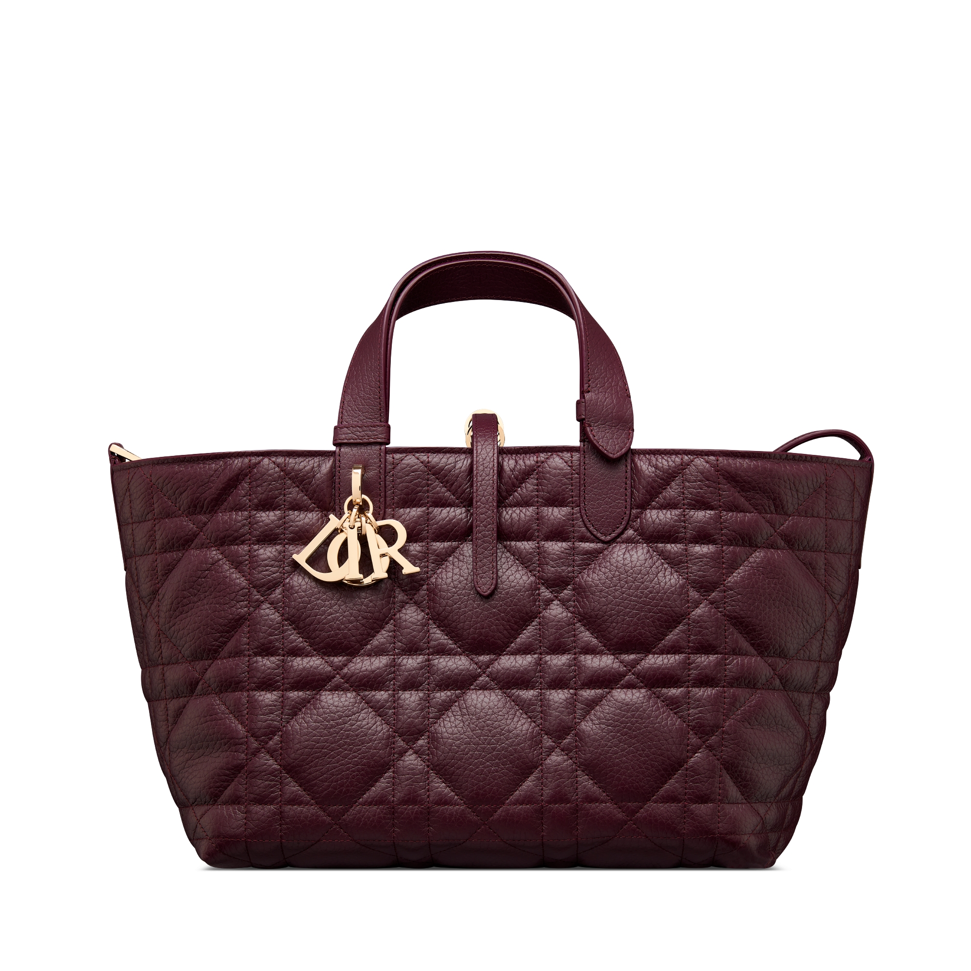 Medium Dior Toujours Bag Plum Macrocannage Grained Calfskin E01