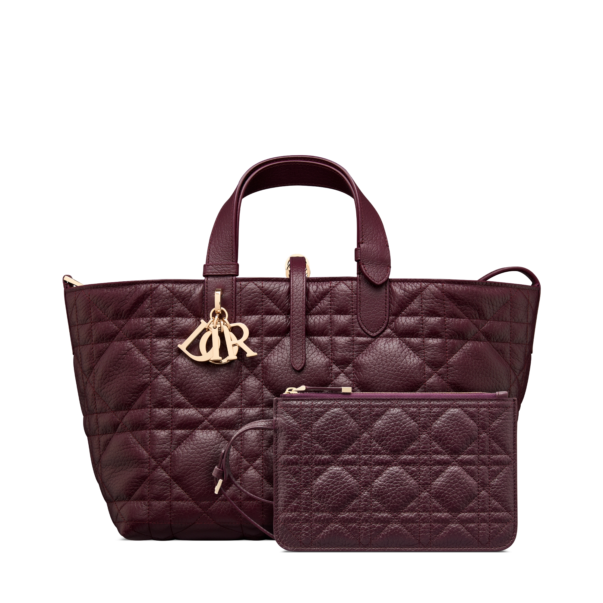 Medium Dior Toujours Bag Plum Macrocannage Grained Calfskin E10