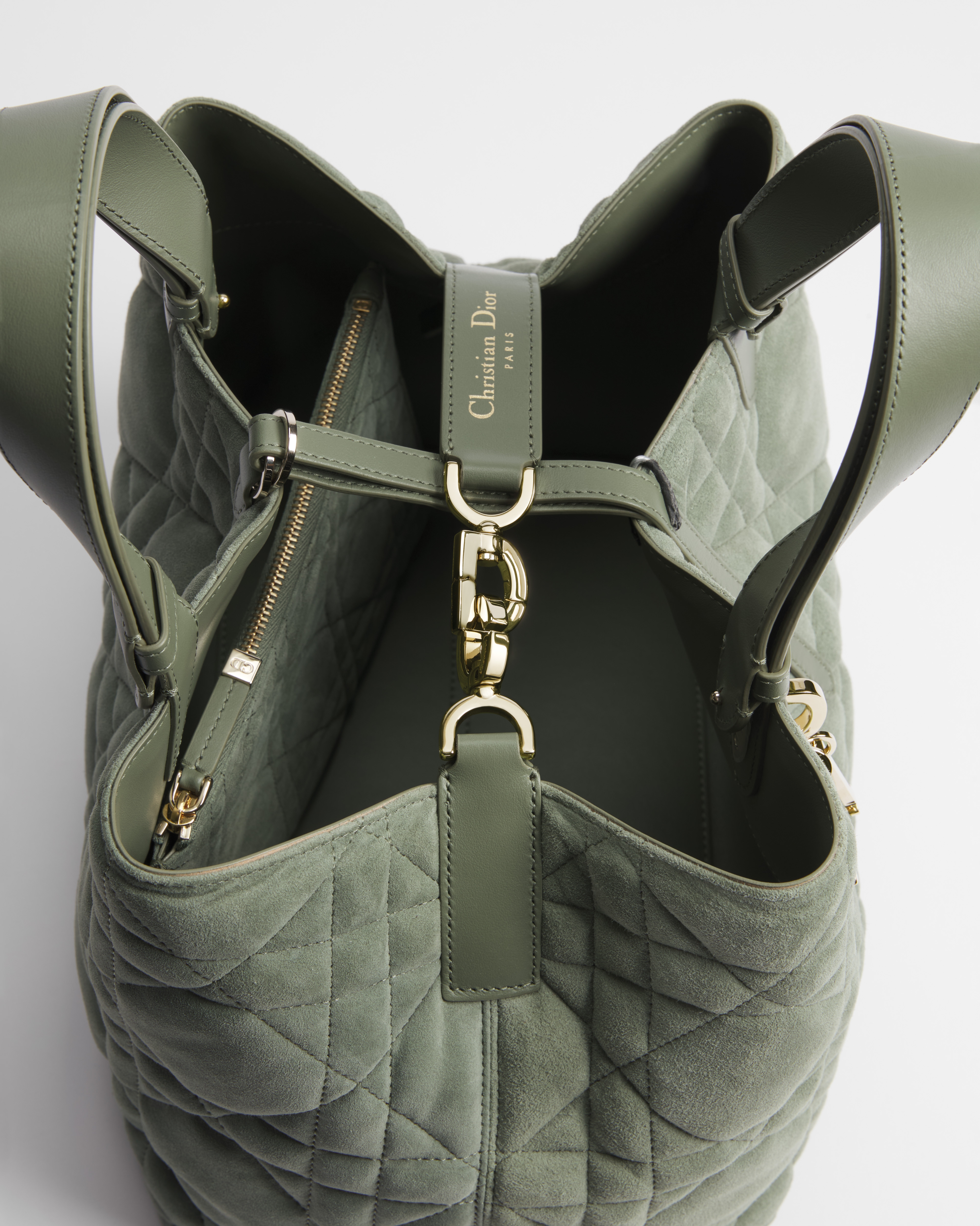 Medium Dior Toujours Bag Cedar Green Macrocannage Suede Goatskin E09