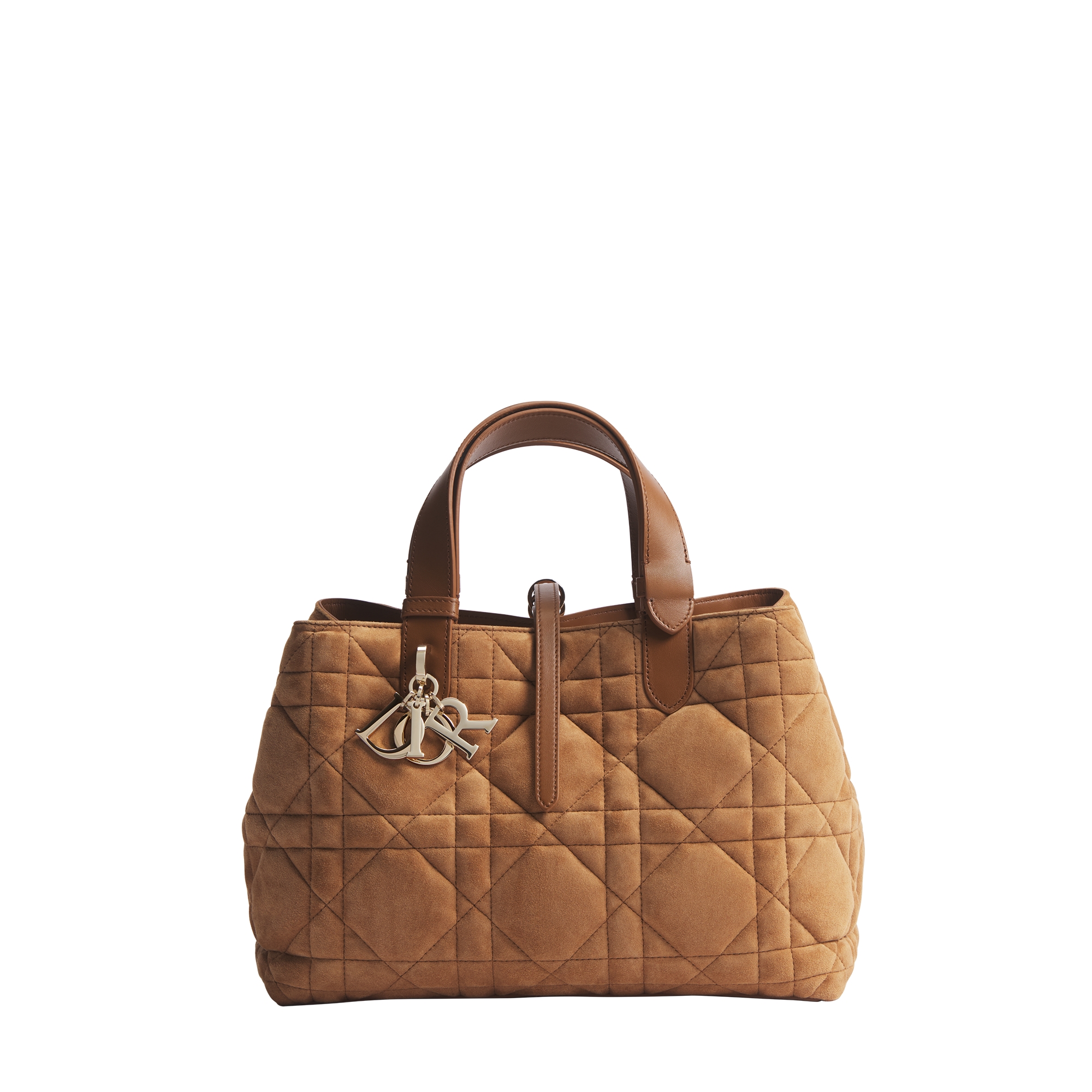 Medium Dior Toujours Bag Golden Saddle Macrocannage Suede Goatskin E01