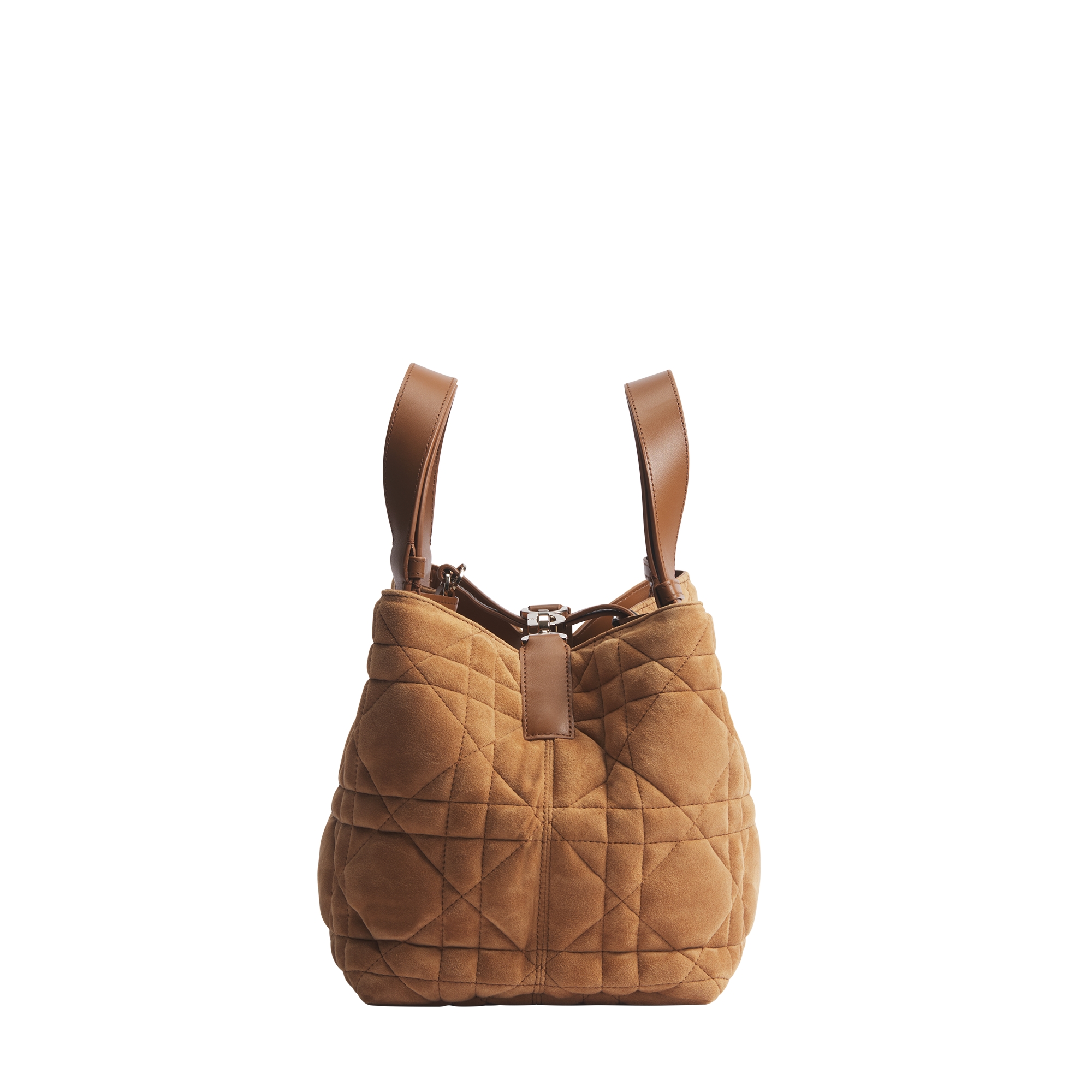 Medium Dior Toujours Bag Golden Saddle Macrocannage Suede Goatskin E02