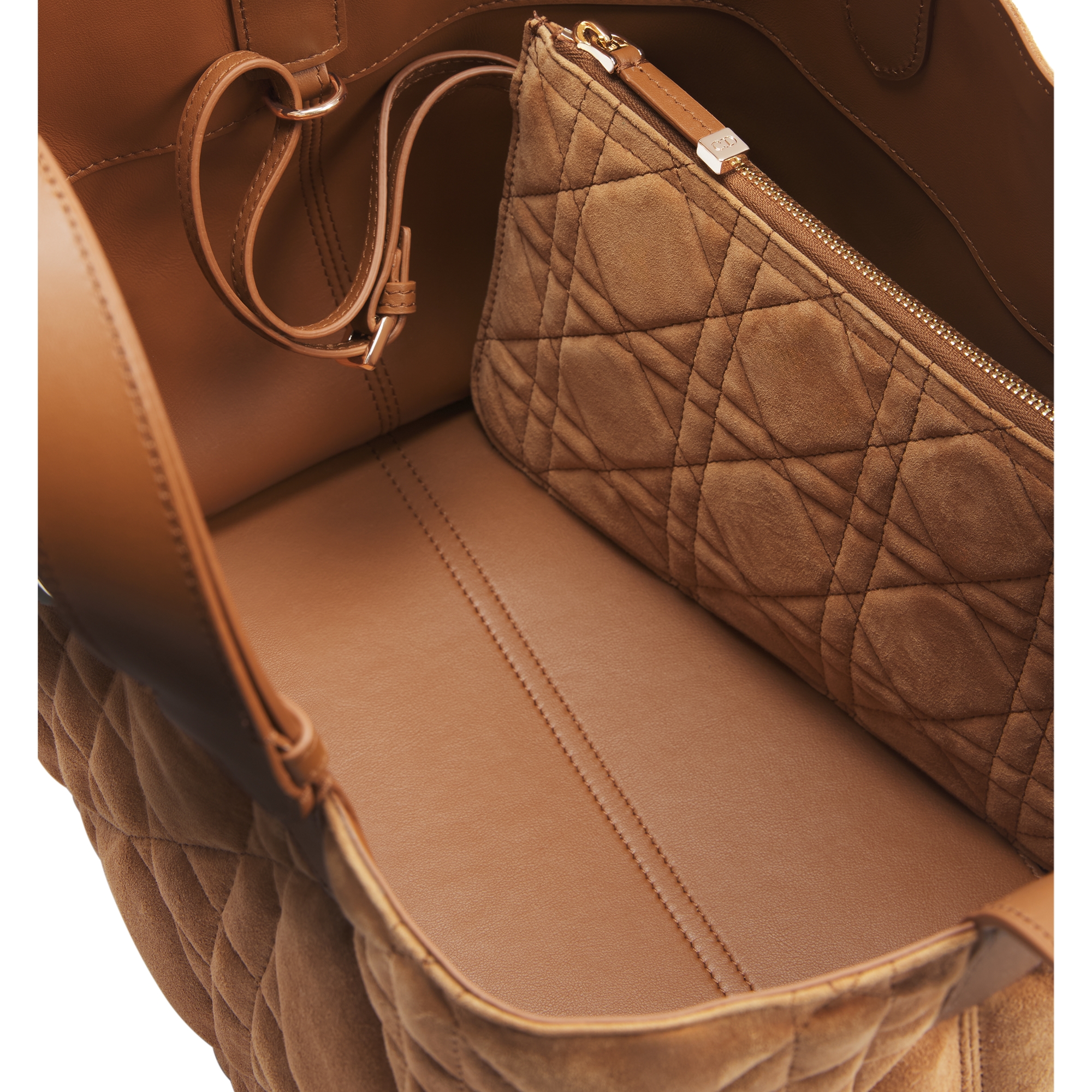 Medium Dior Toujours Bag Golden Saddle Macrocannage Suede Goatskin E06