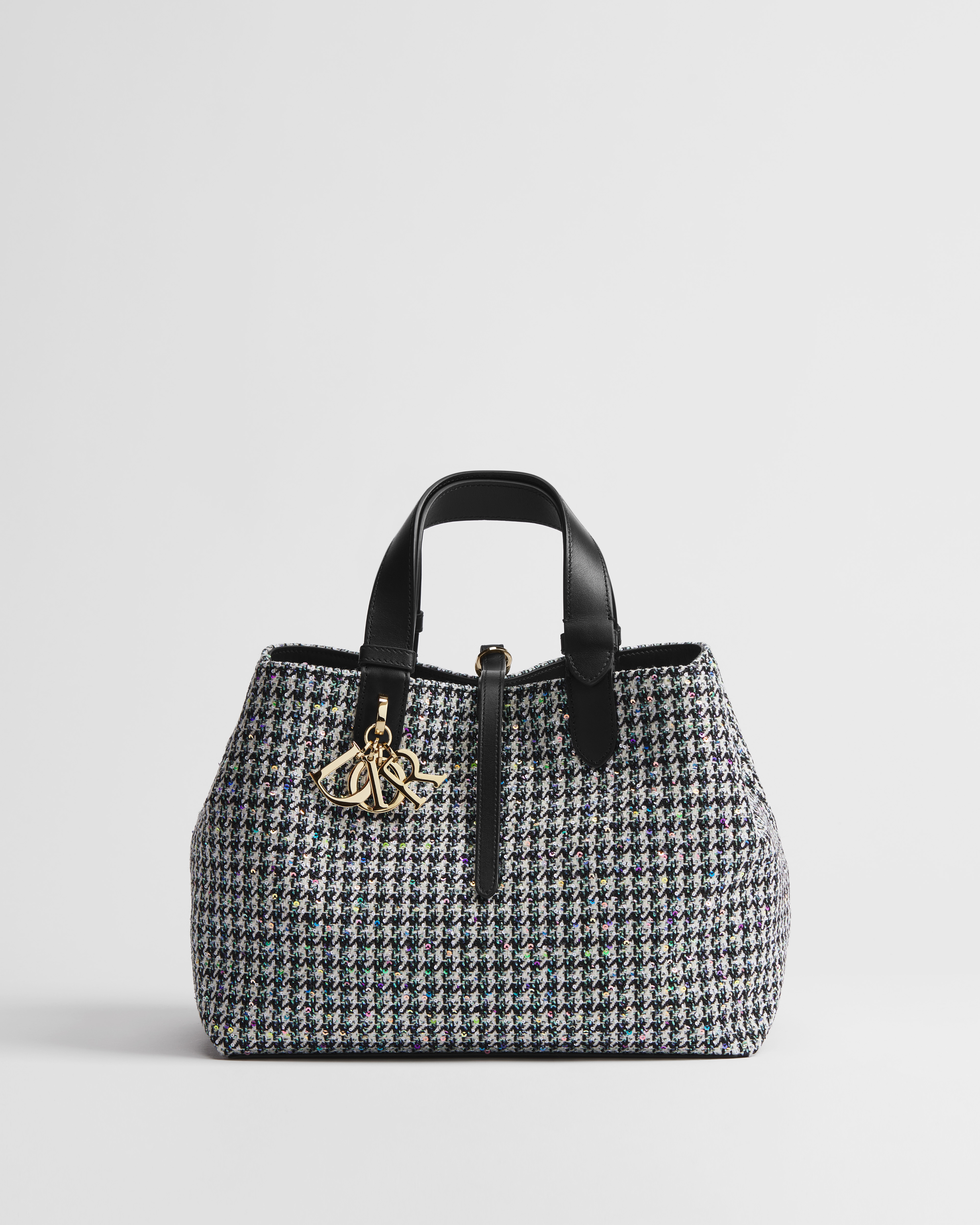 Bolso mediano Dior Toujours Bordado de pata de gallo multicolor con lentejuelas E01