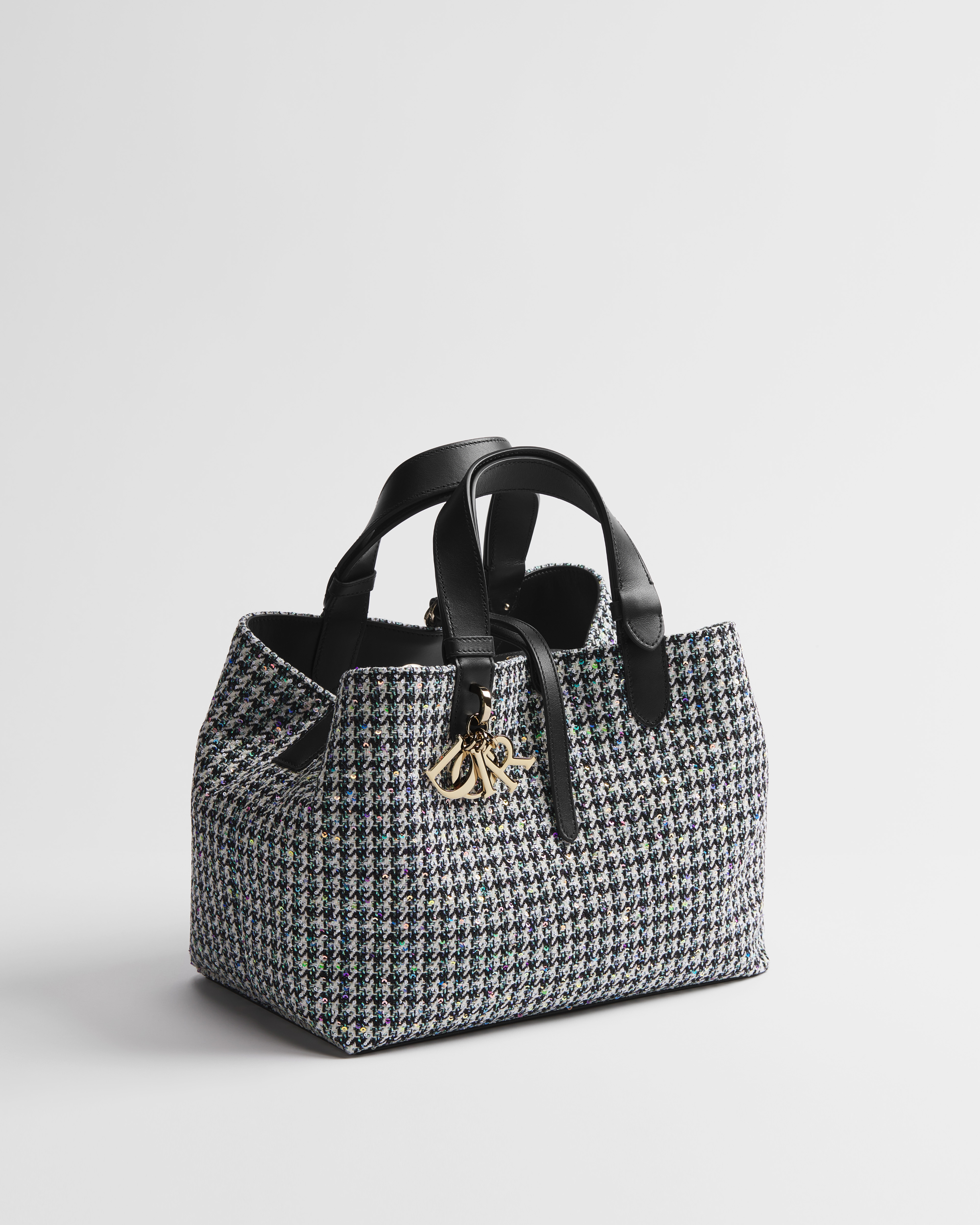 Borsa media Dior Toujours Ricamo pied-de-poule multicolore con paillettes E03