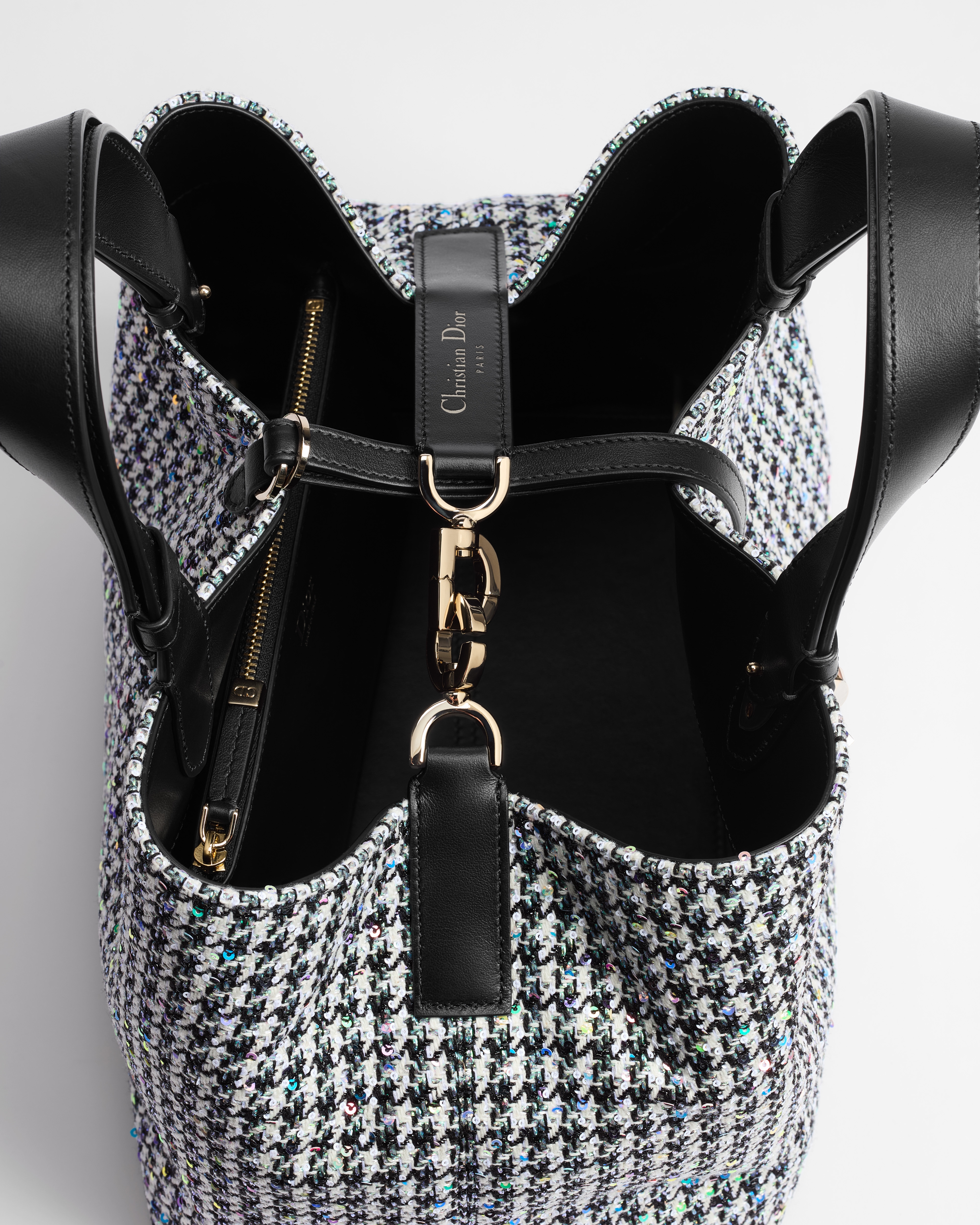 Borsa media Dior Toujours Ricamo pied-de-poule multicolore con paillettes E09