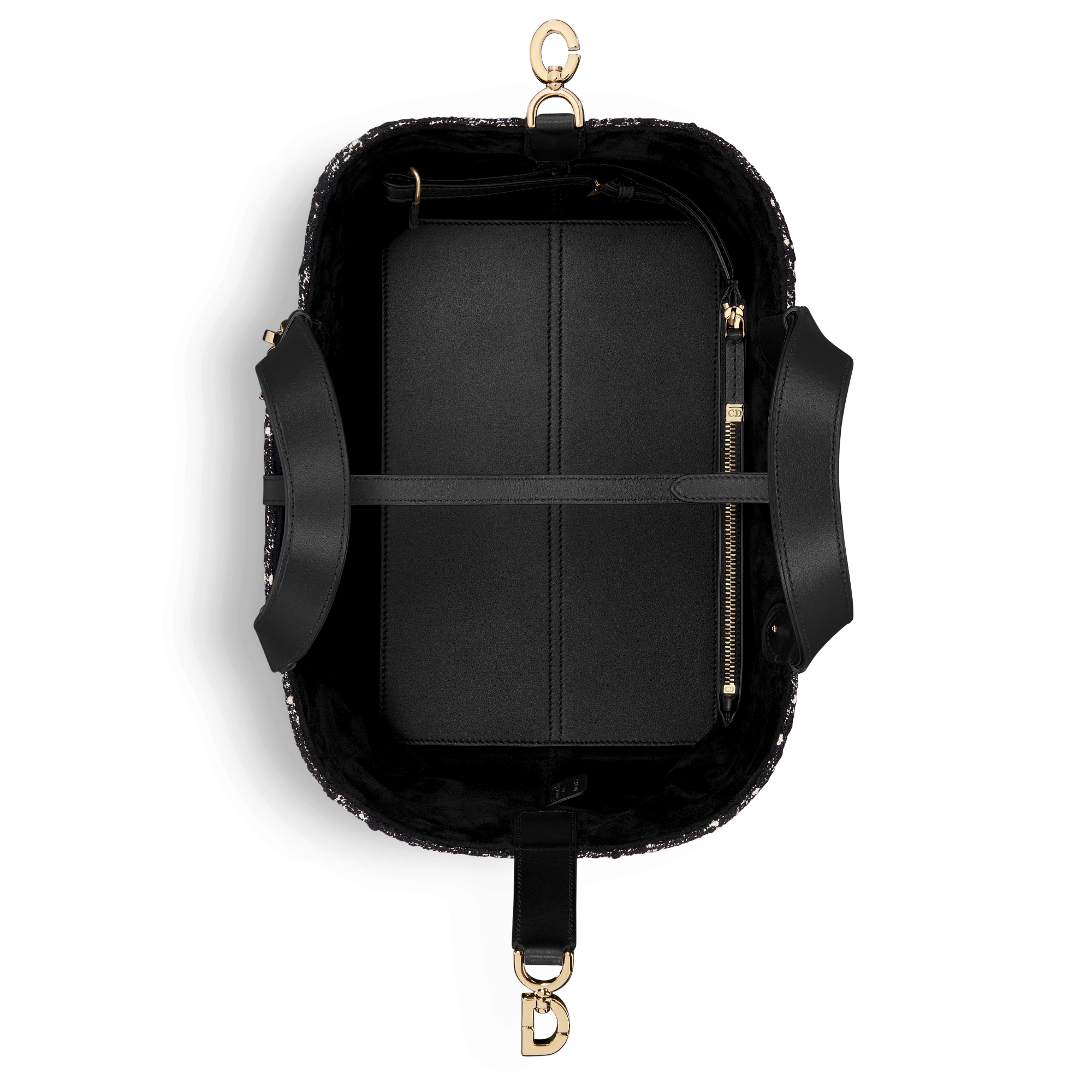 Medium Dior Toujours Bag Black Tweed with White Cannage Motif E06