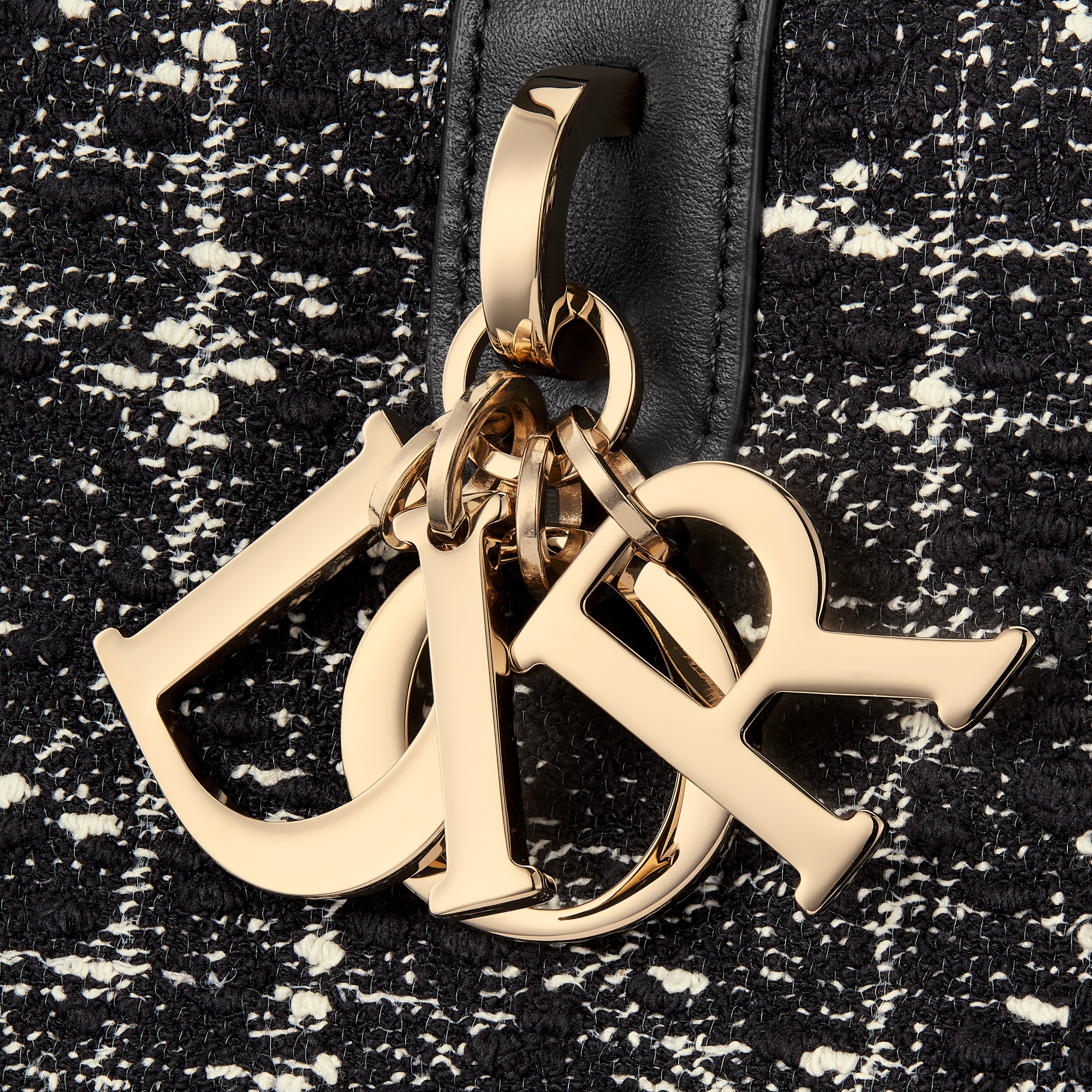 Medium Dior Toujours Bag Black Tweed with White Cannage Motif E09