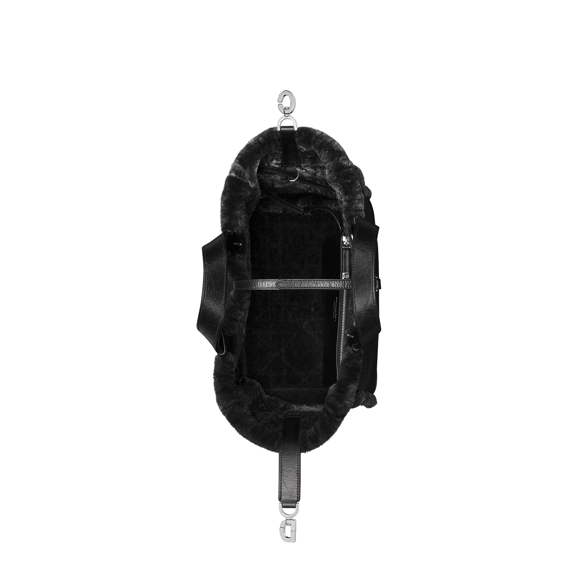 DiorAlps Medium Dior Toujours Bag Black Macrocannage Crinkled Calfskin and Merino Wool E06