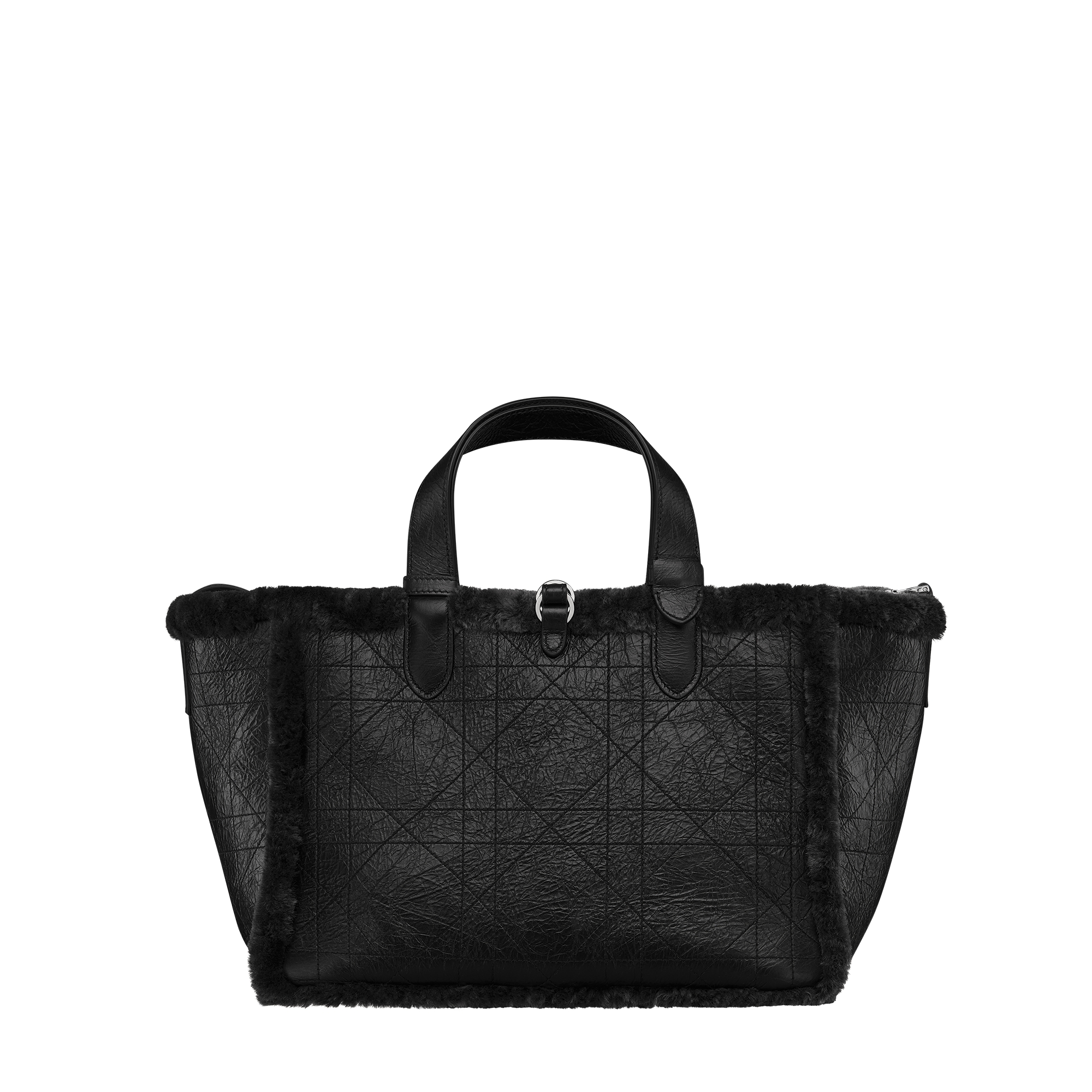 DiorAlps Medium Dior Toujours Bag Black Macrocannage Crinkled Calfskin and Merino Wool E08