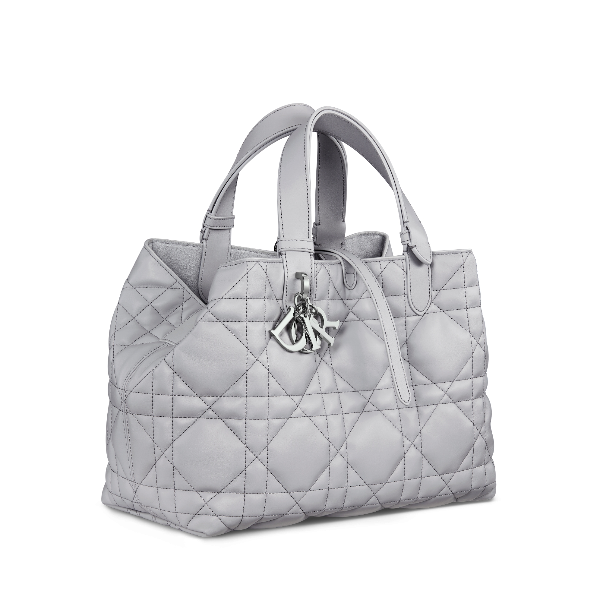 Medium Dior Toujours Bag Gray Macrocannage Calfskin | DIOR
